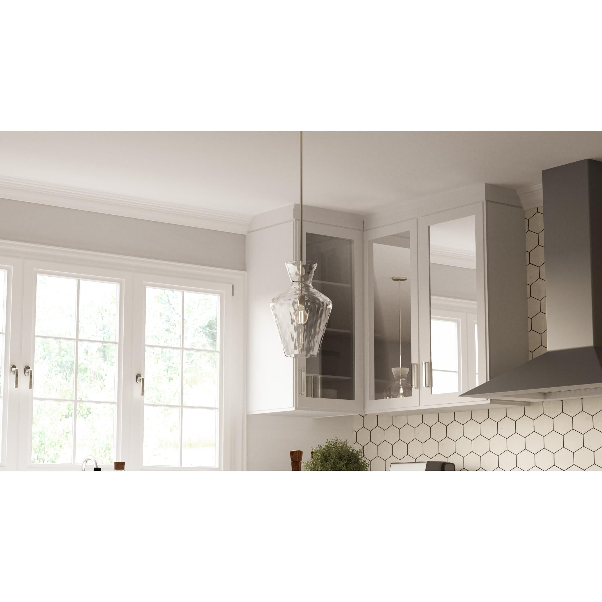 Shown in Brushed Nickel finish and Clear Water glass