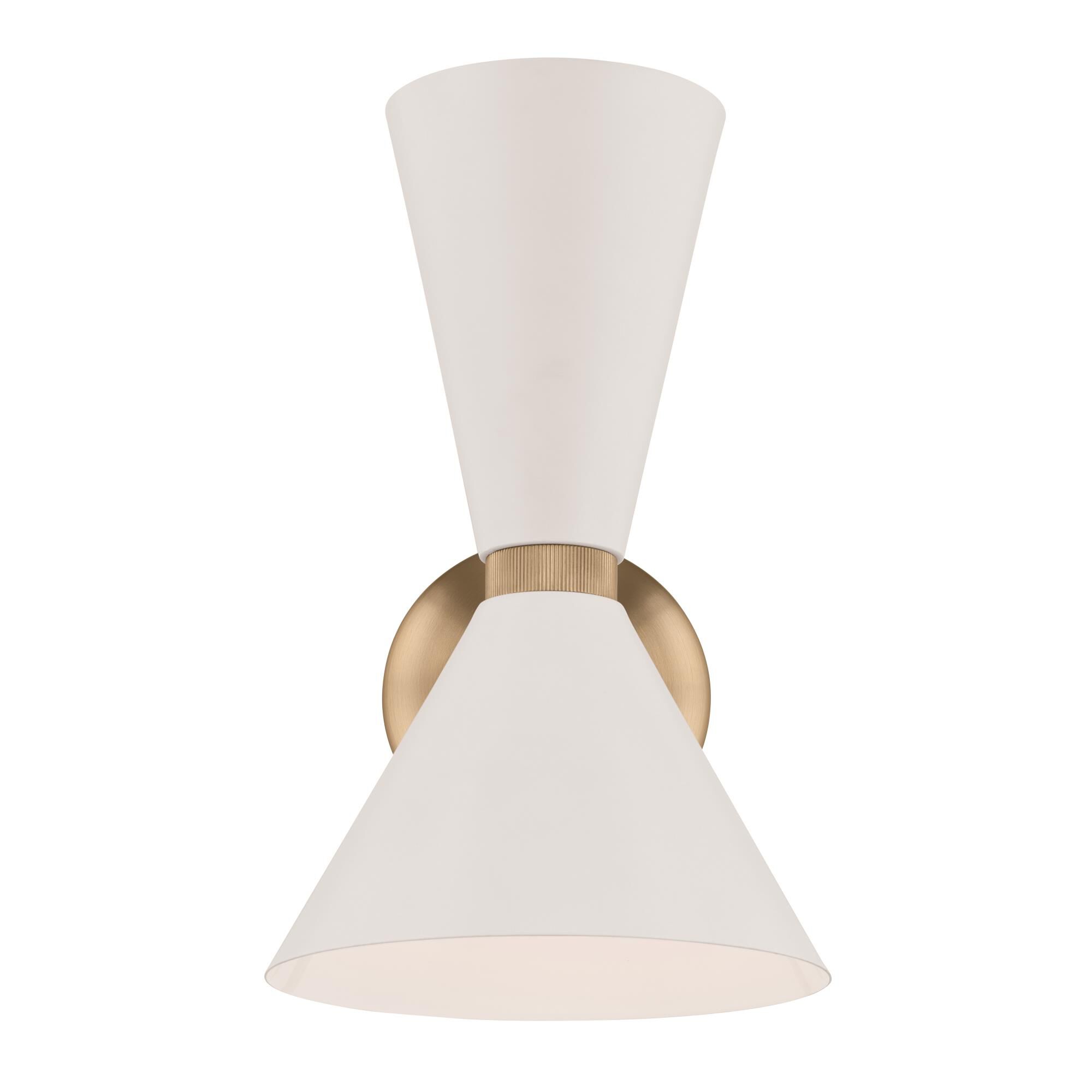 Shown in Champagne Bronze with White finish and Metal and Cone shade