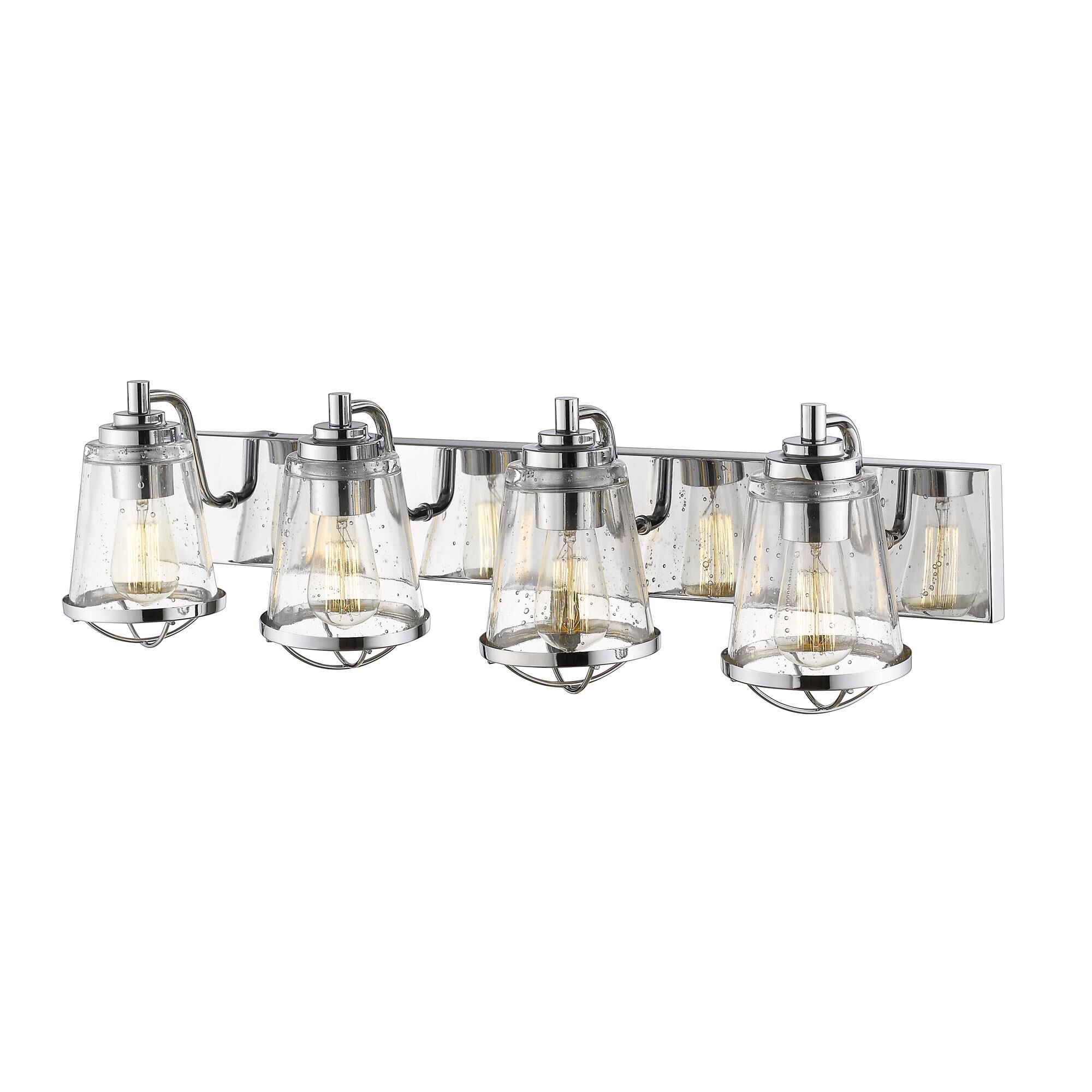 Shown in Chrome finish and Glass shade
