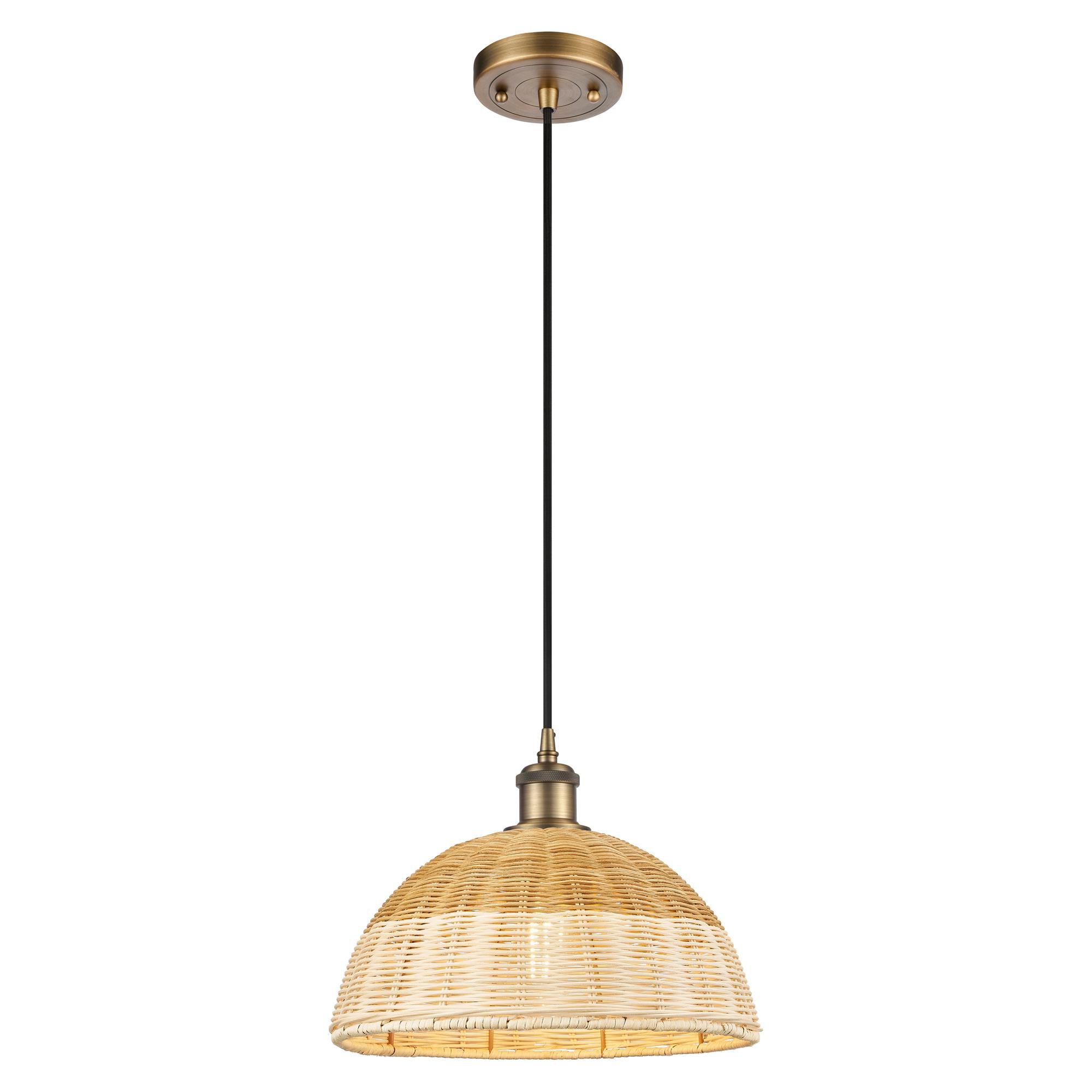 Shown in Brushed Brass finish and Natural shade