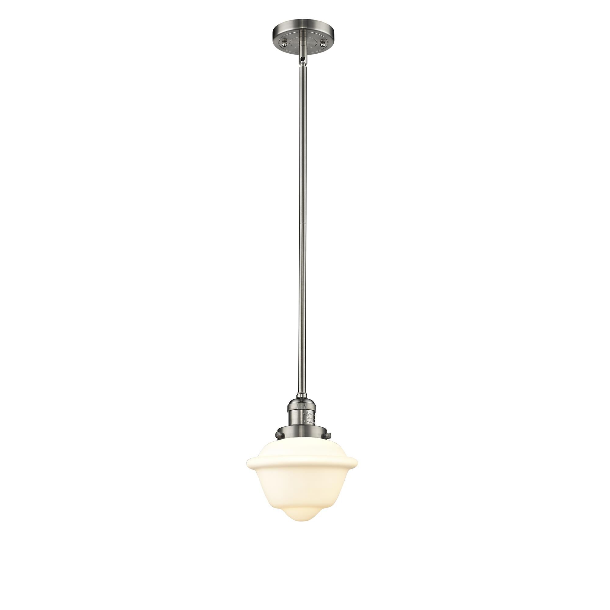 Shown in Brushed Satin Nickel finish and Frosted glass