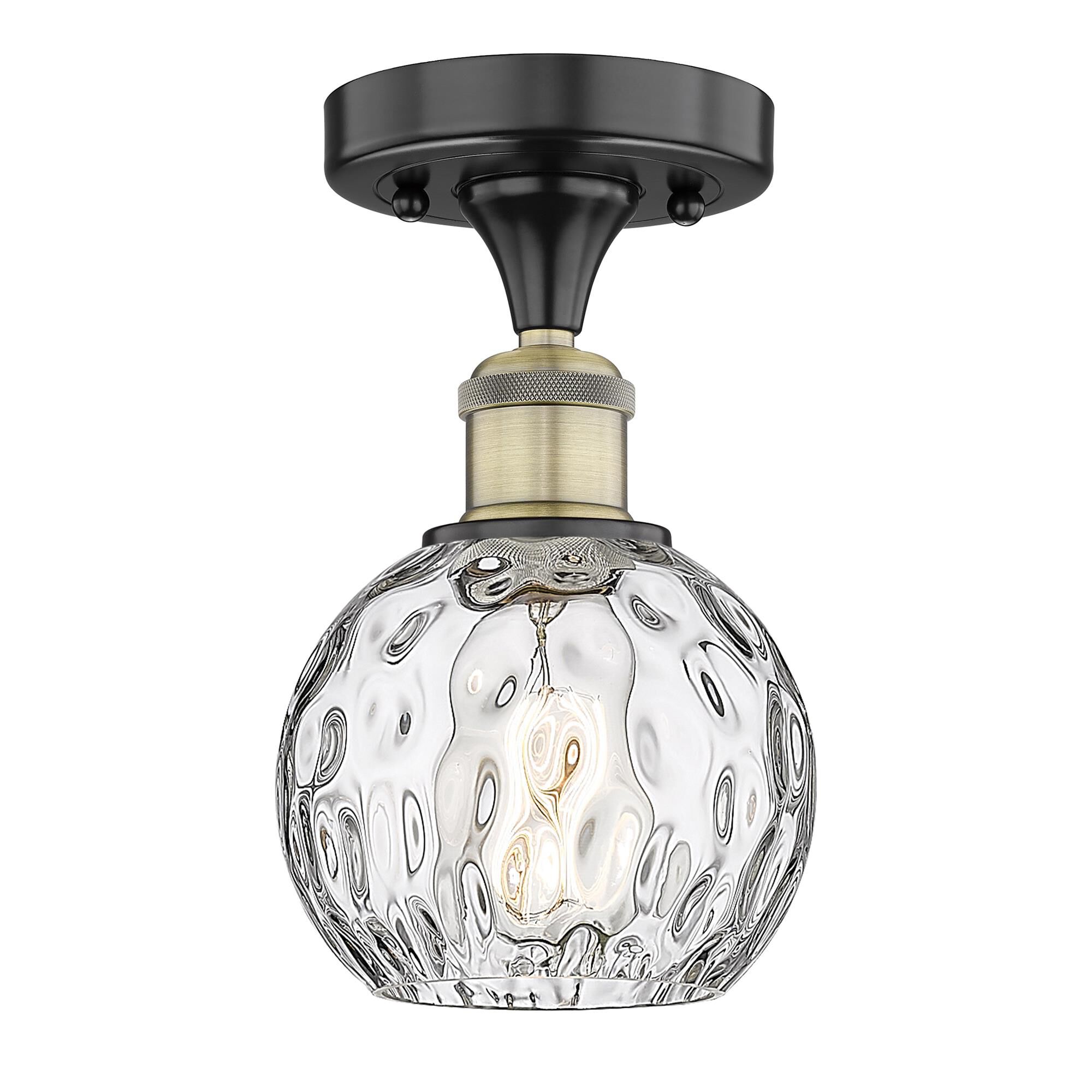 Shown in Black Antique Brass finish and Clear Water Glass glass