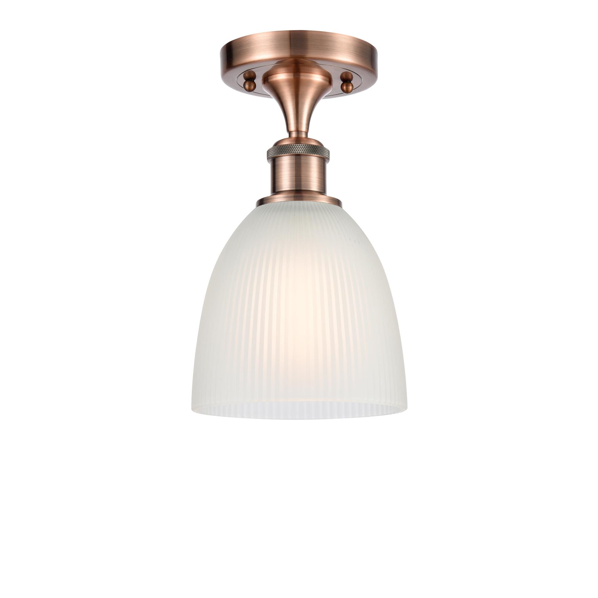 Shown in Antique Copper finish and White Castile glass