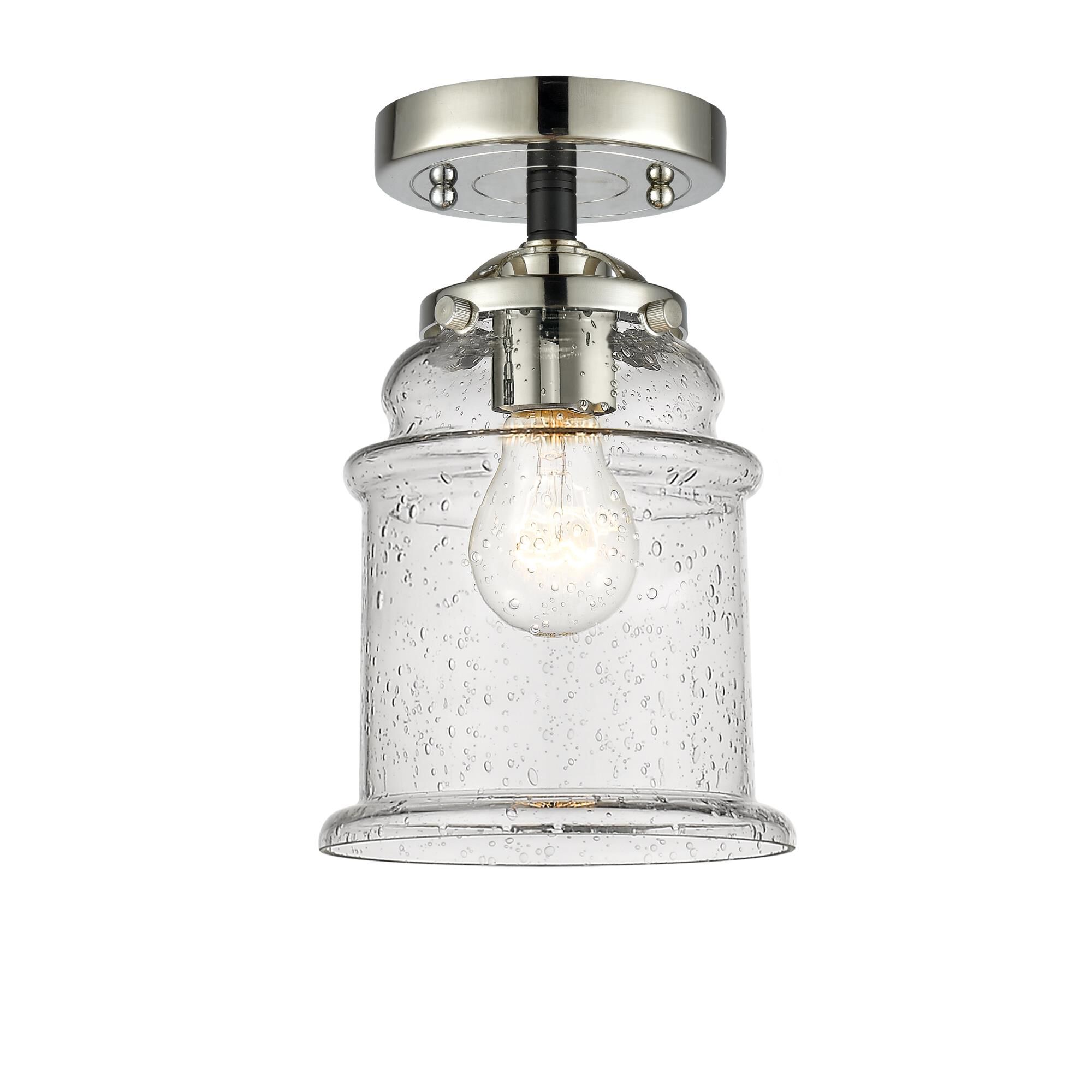 Shown in Black Polished Nickel finish and Seedy glass