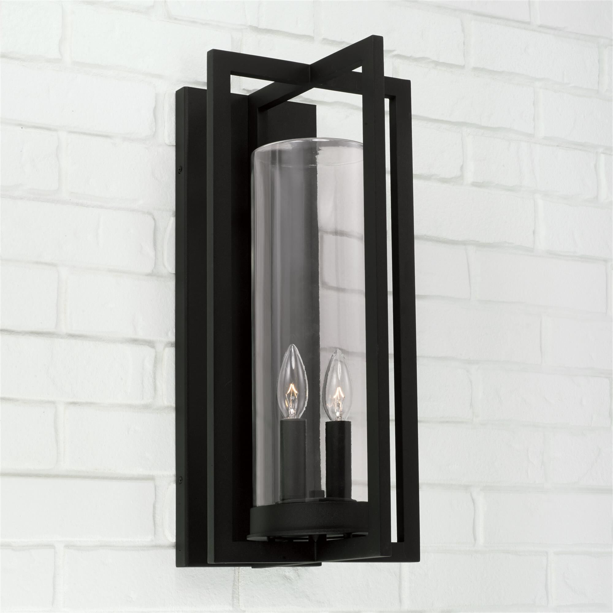 Shown in Black finish and Clear glass
