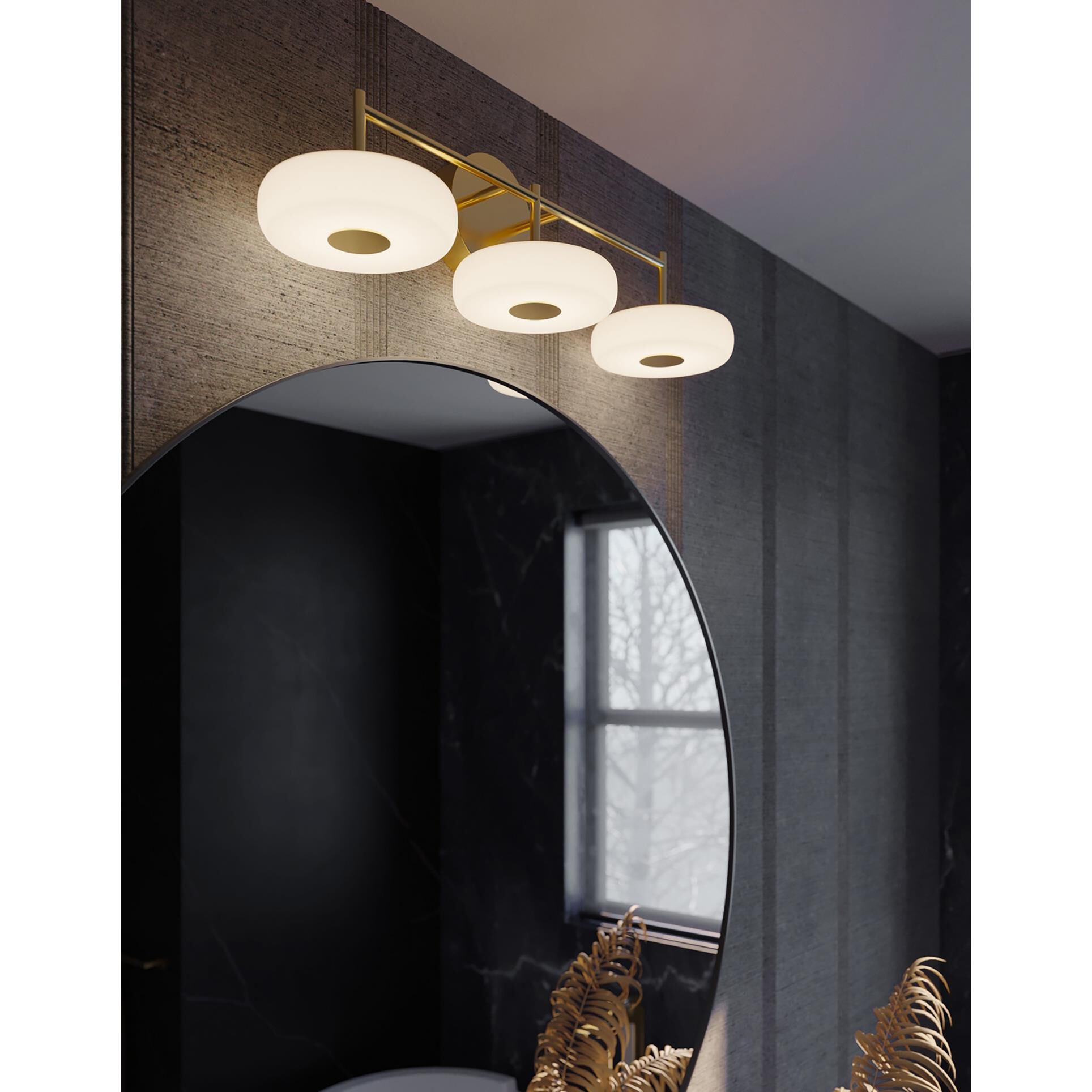 Shown in Light Antique Brass finish and White shade