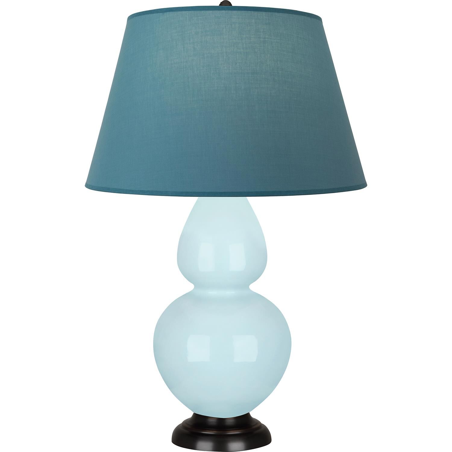 Shown in Baby Blue finish and Bright Blue and Gray shade and Deep Patina Bronze accent