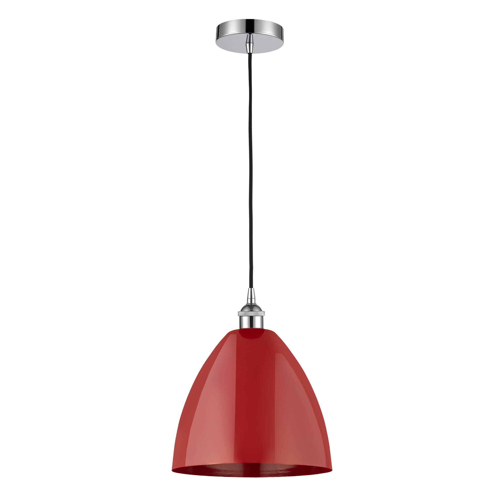 Shown in Polished Chrome finish and Red Plymouth Dome shade
