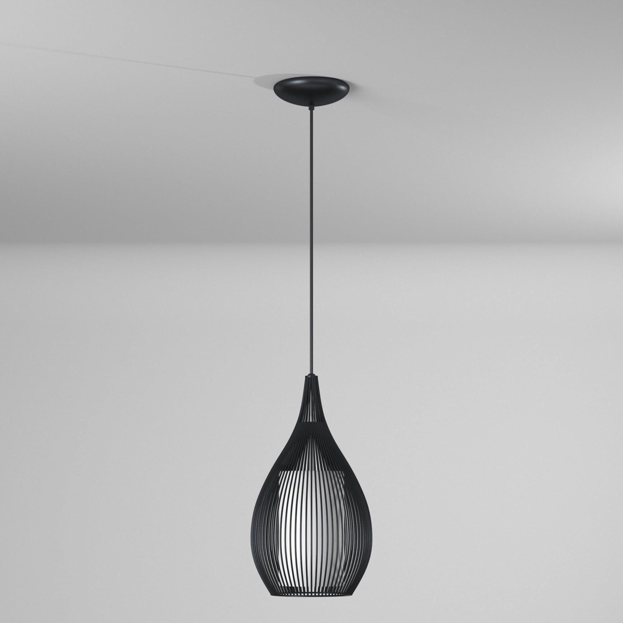 Shown in Black finish and Opal Satinated glass and Dome shade