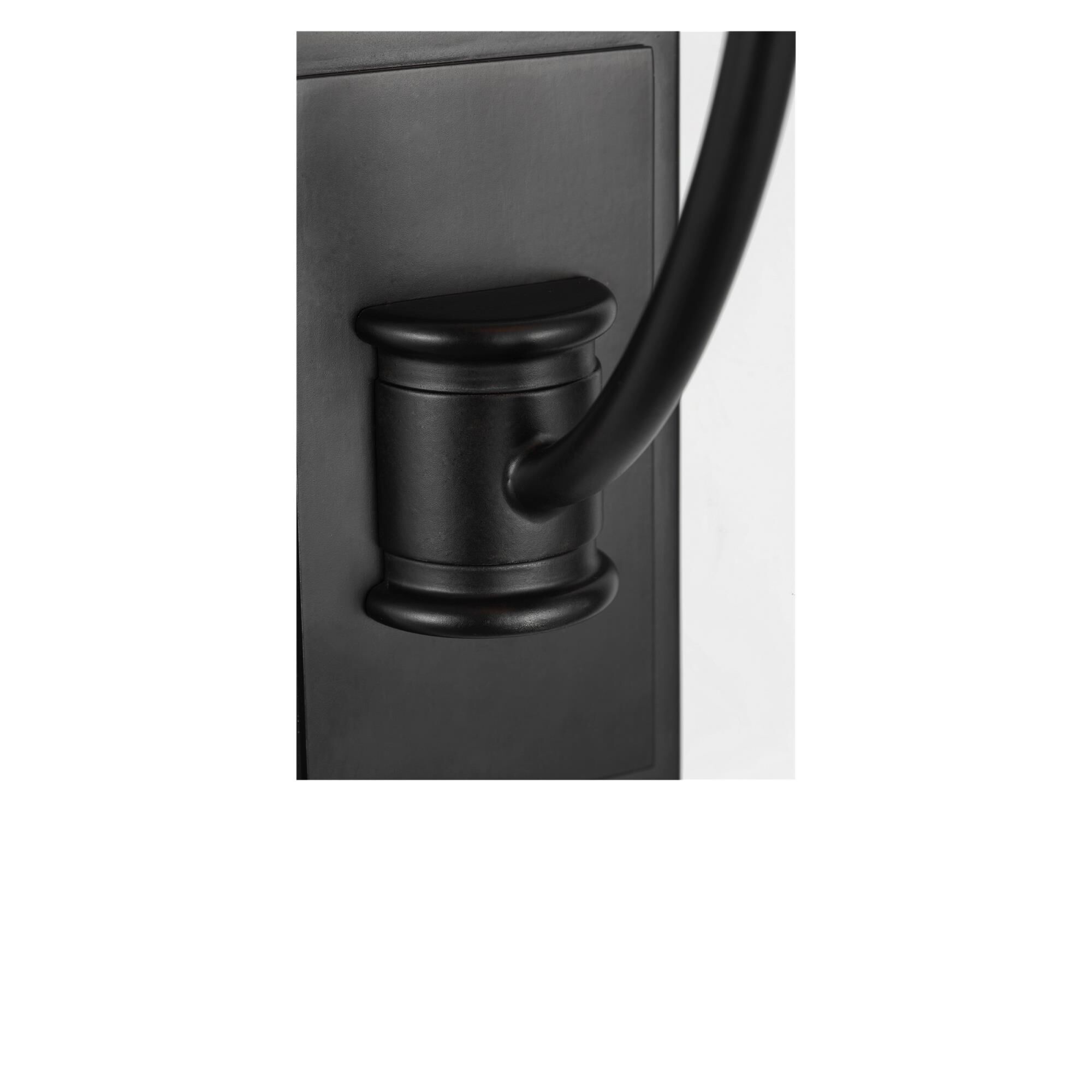 Shown in Aged Iron finish and White Linen Fabric shade