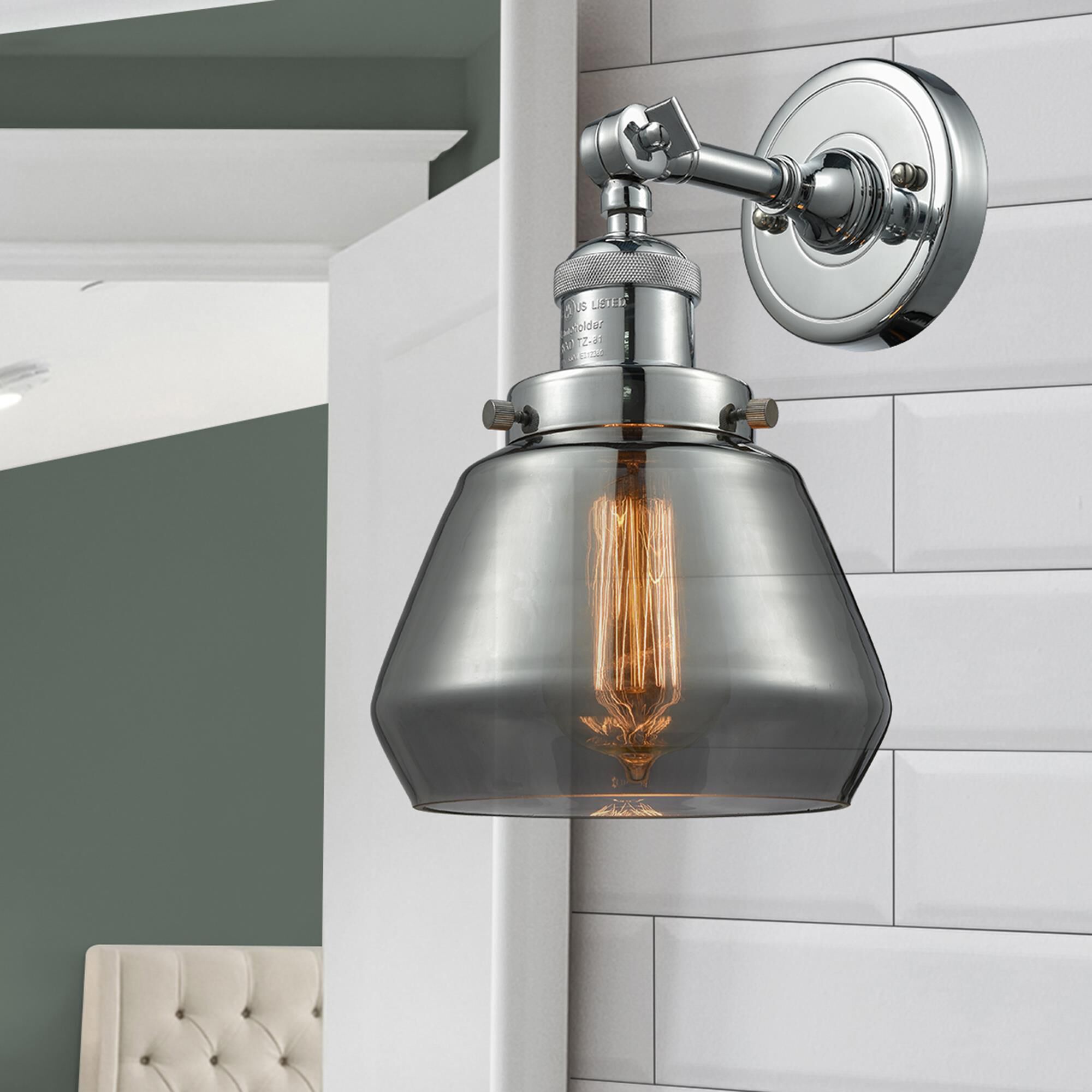Shown in Polished Nickel finish and Plated Smoked glass
