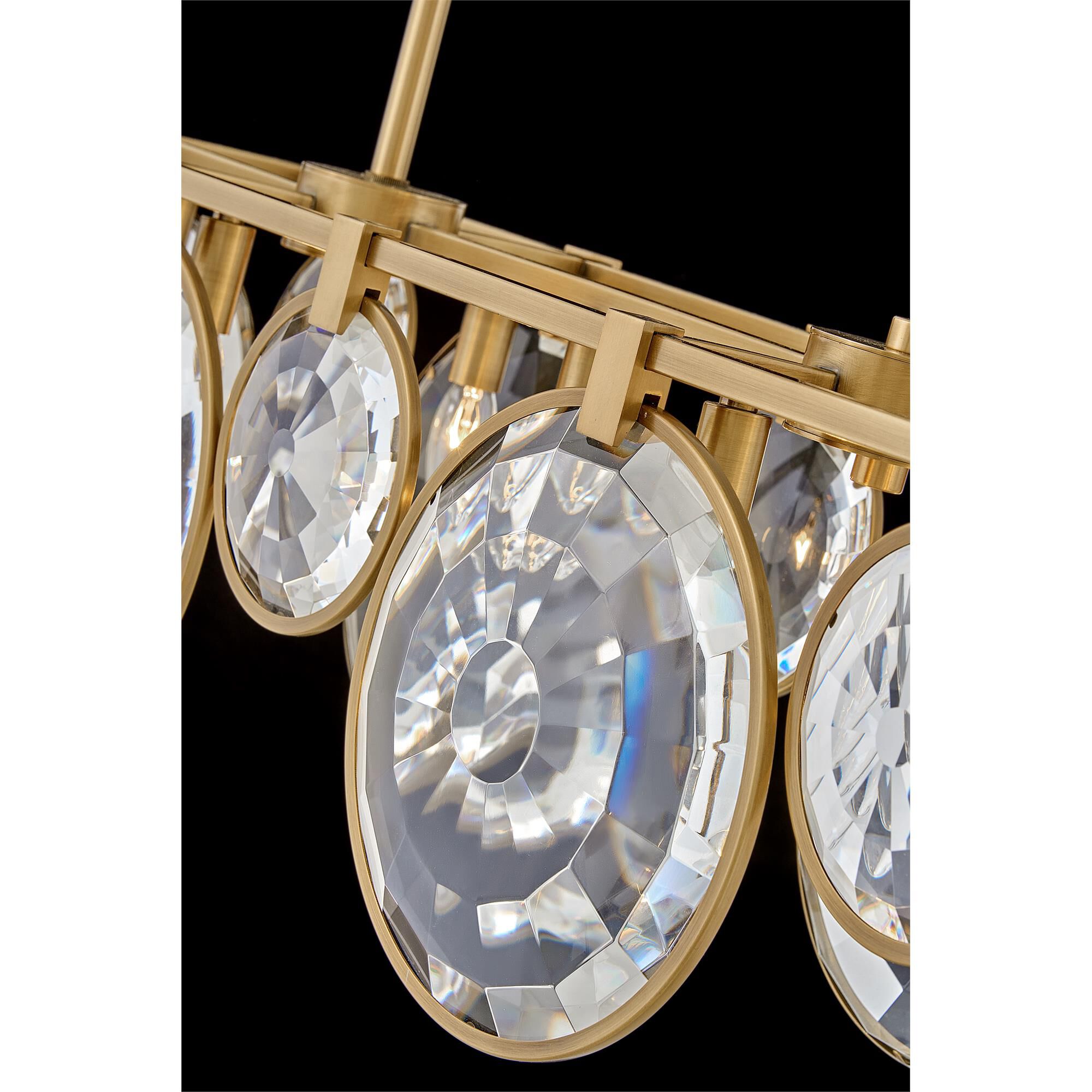 Shown in Heritage Brass finish and Optic Crystal glass