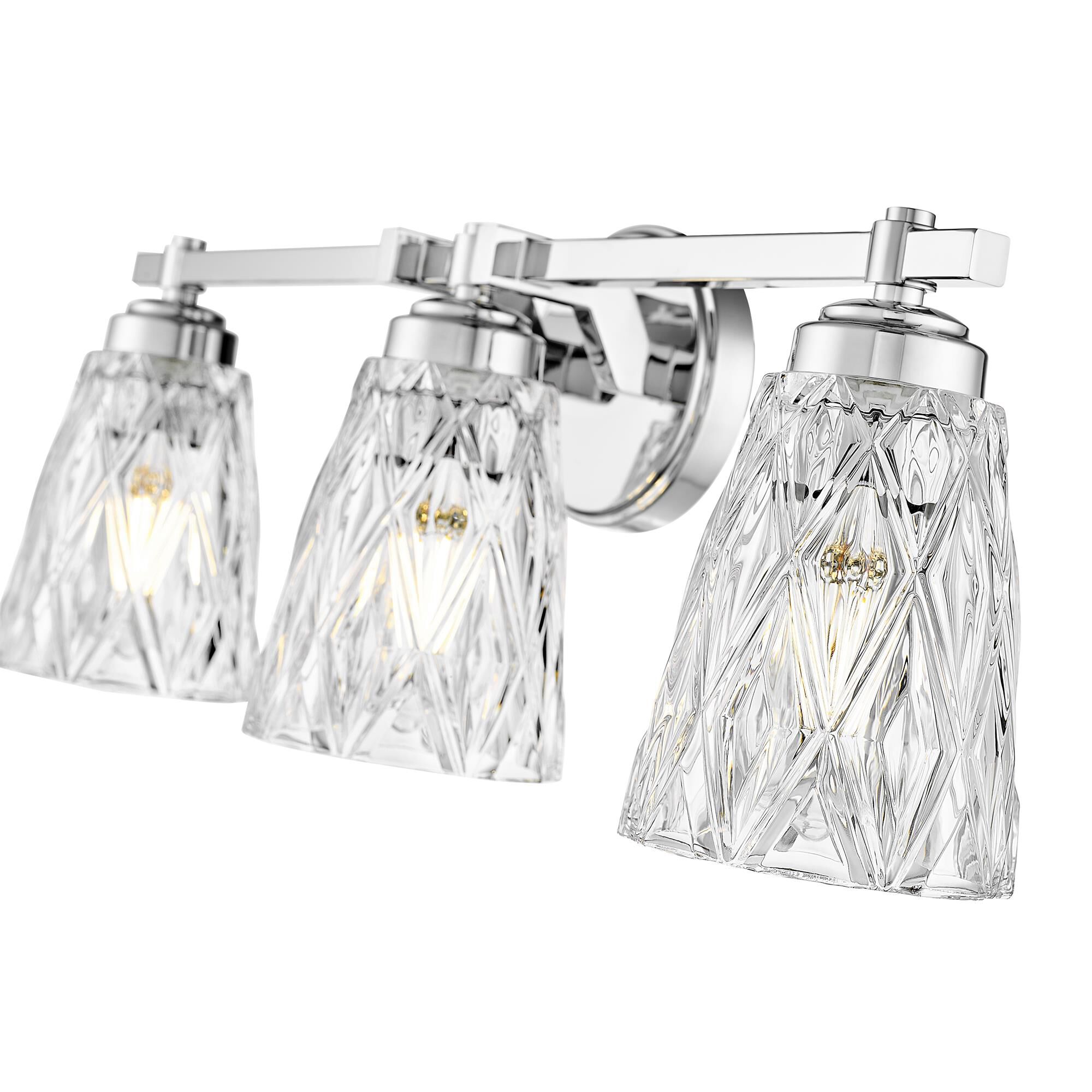 Shown in Chrome finish and Clear glass
