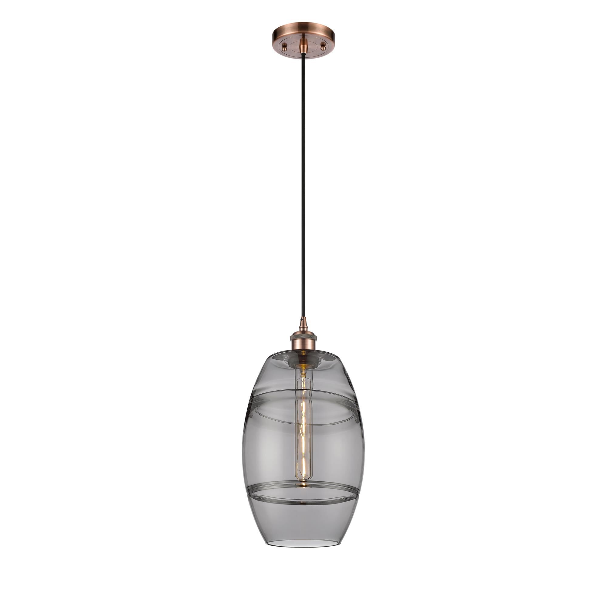 Shown in Antique Copper finish and Light Smoke glass