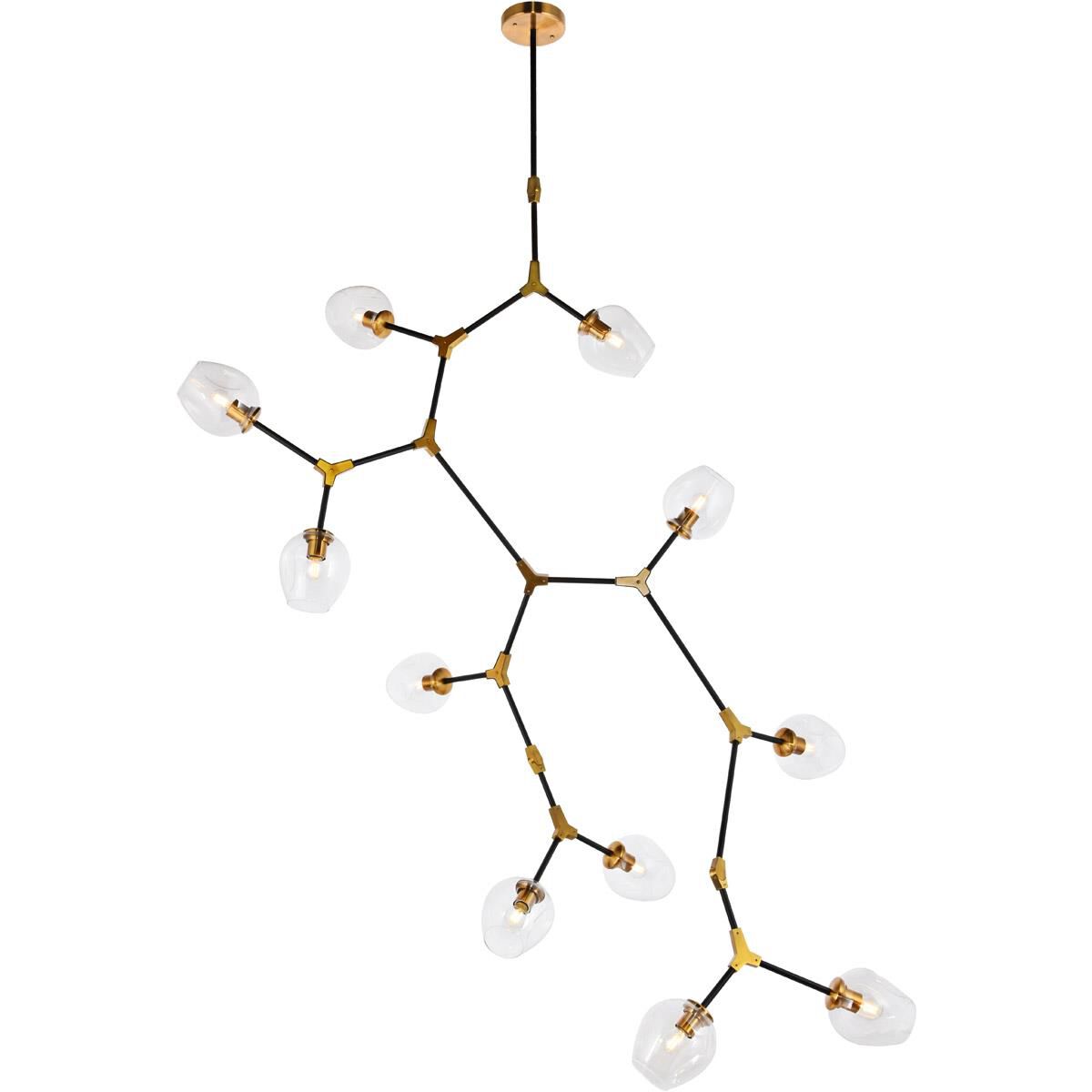 Shown in Light Antique Brass - Flat Black finish and Clear glass