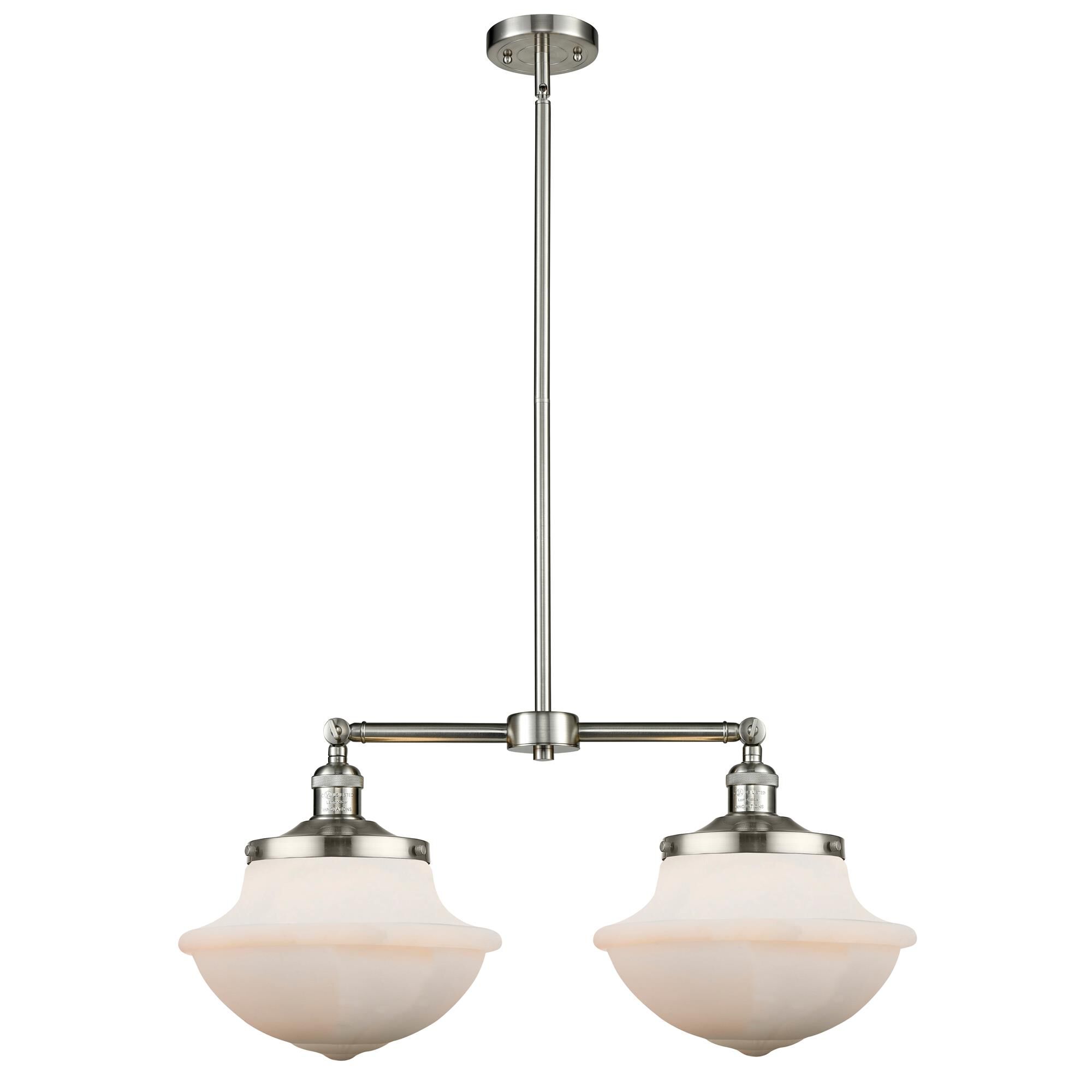 Shown in Brushed Satin Nickel finish and Matte White glass