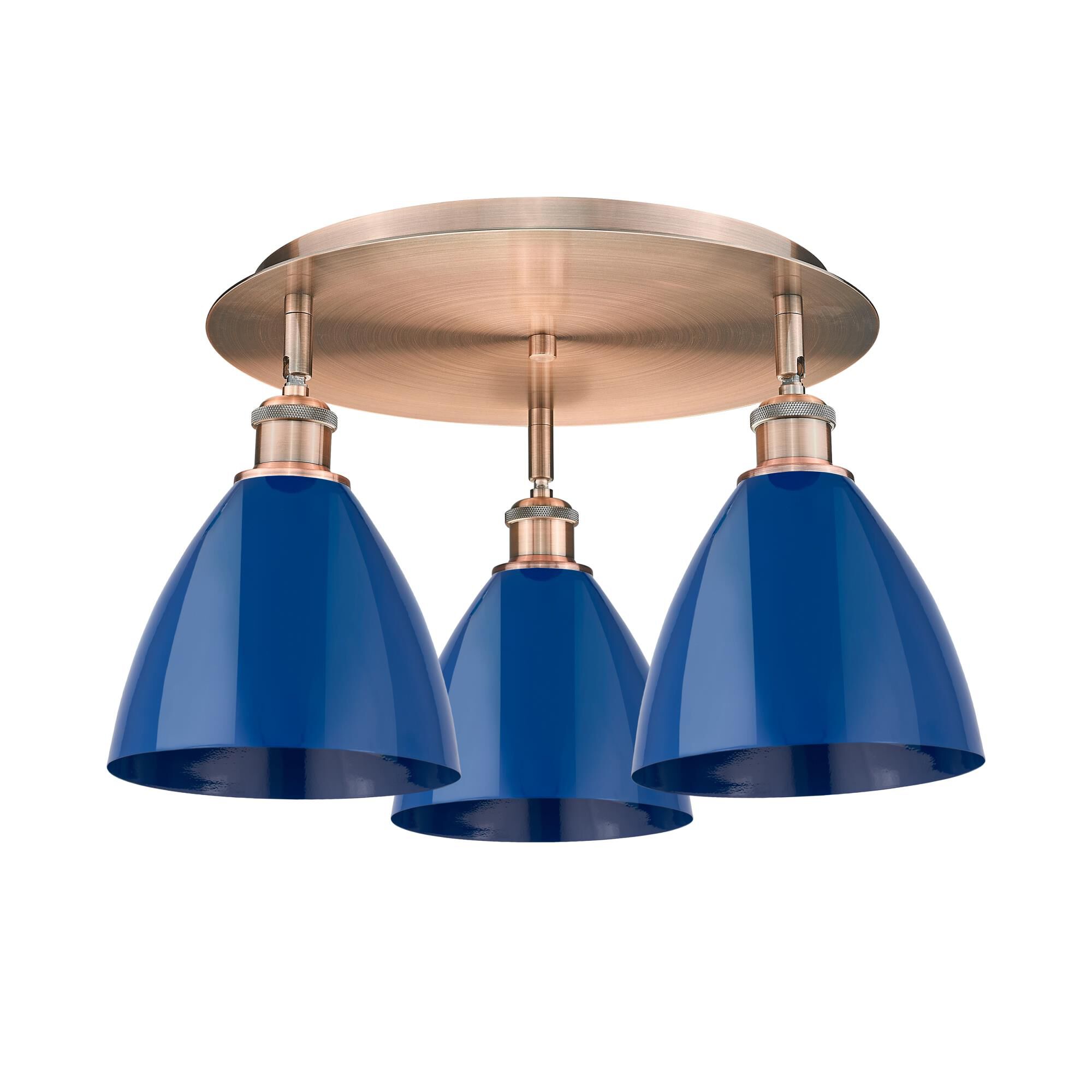 Shown in Antique Copper finish and Blue shade