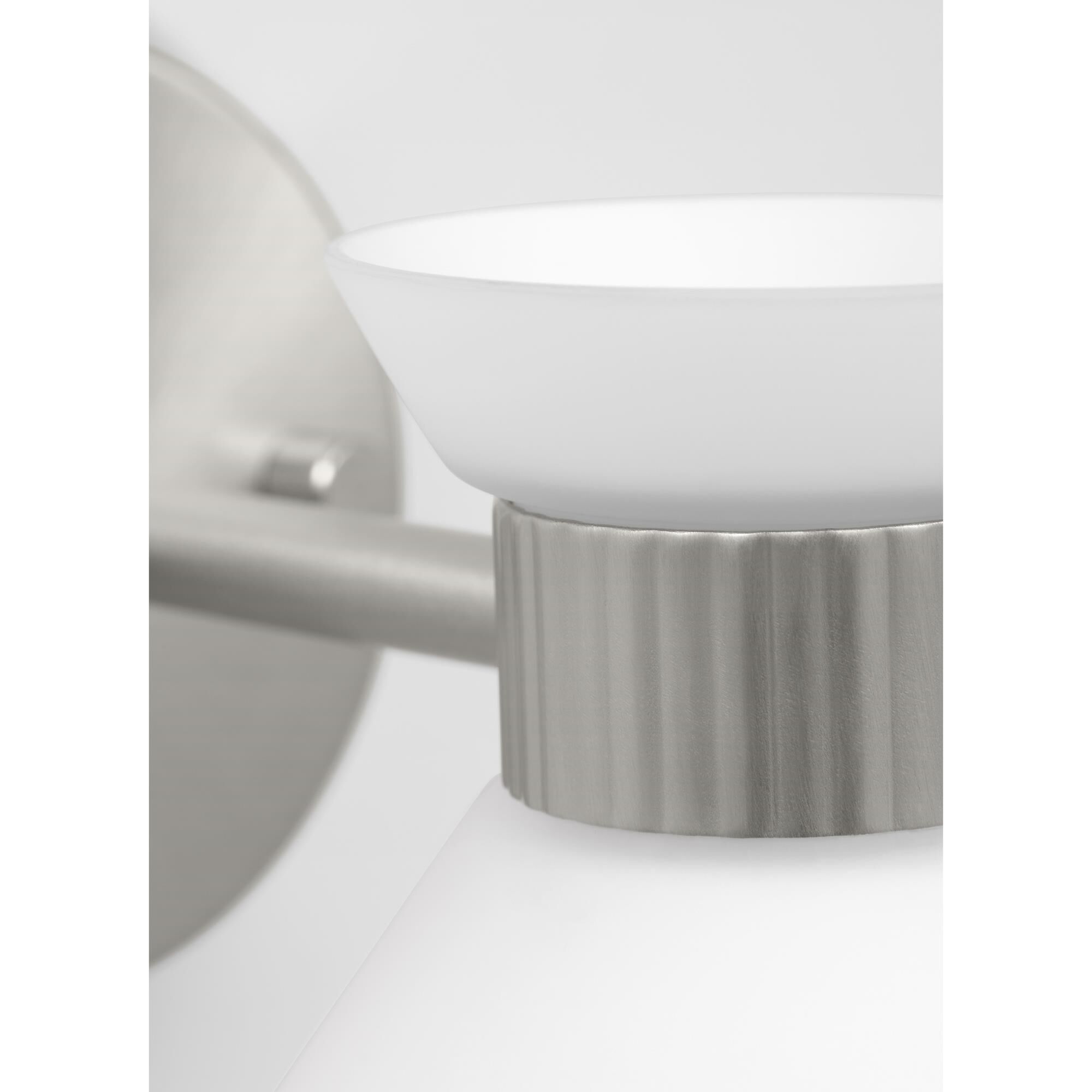 Shown in Brushed Steel finish and Etched White Glass s shade