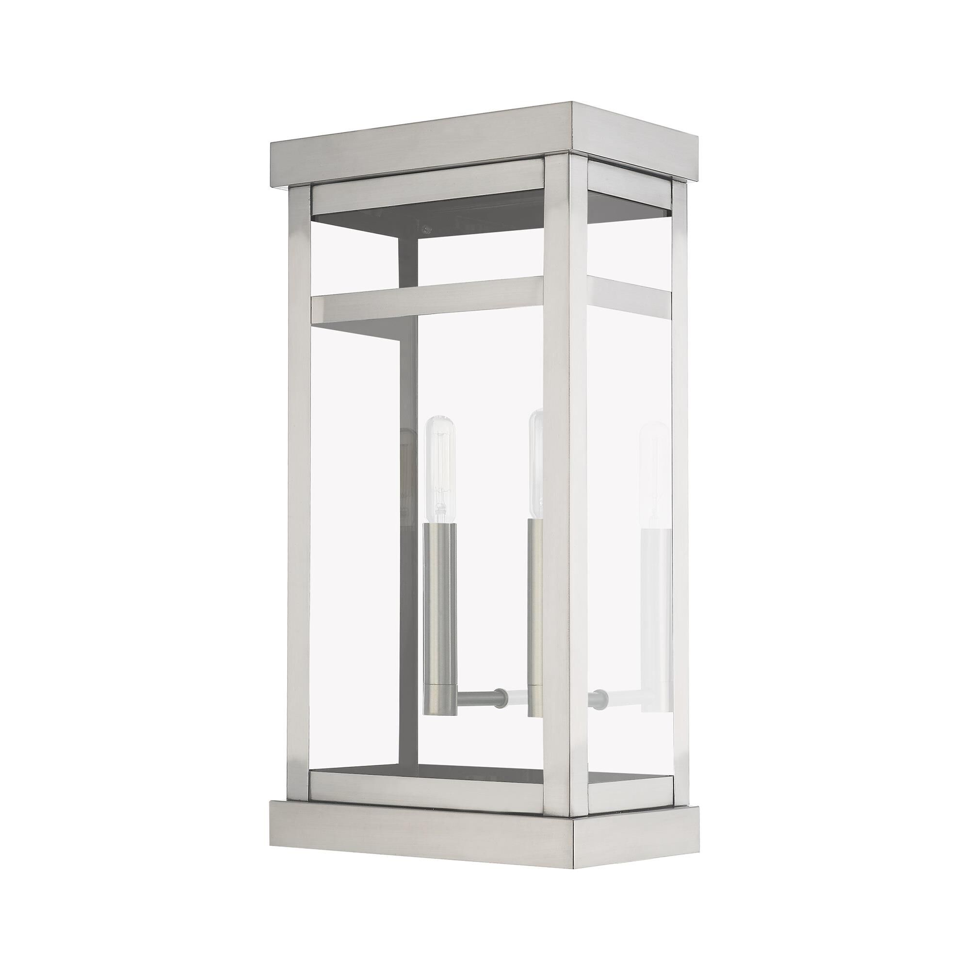 Shown in Brushed Nickel finish and Clear glass