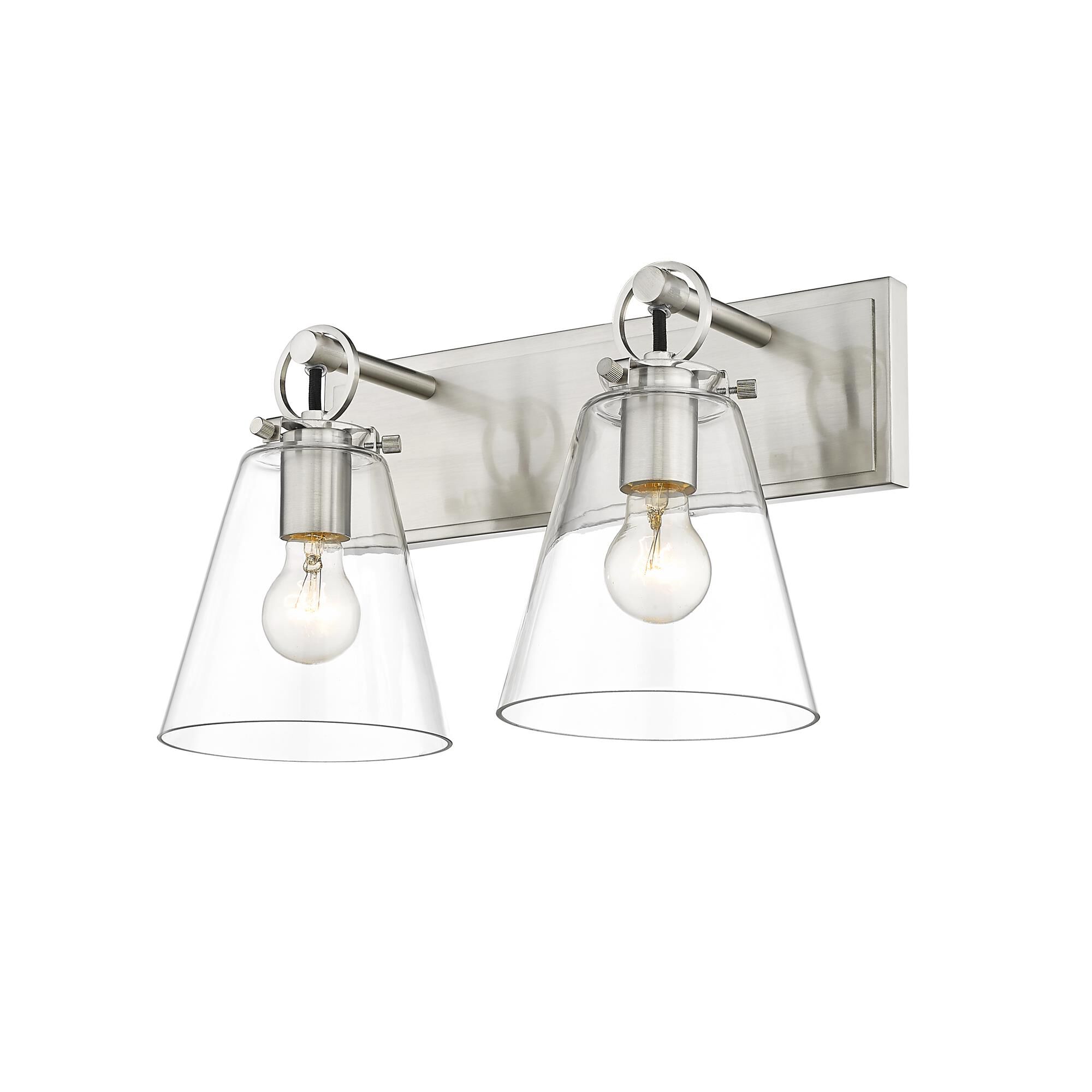 Shown in Brushed Nickel finish and Glass shade