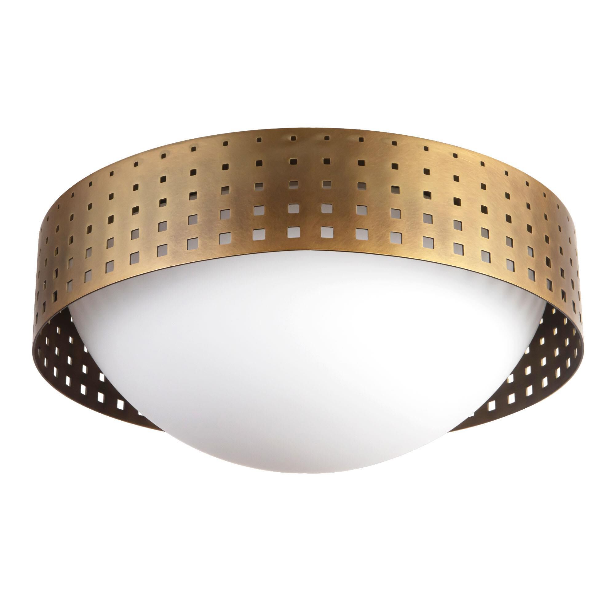 Shown in Vintage Brass finish and Clear Exterior Opal Interior glass