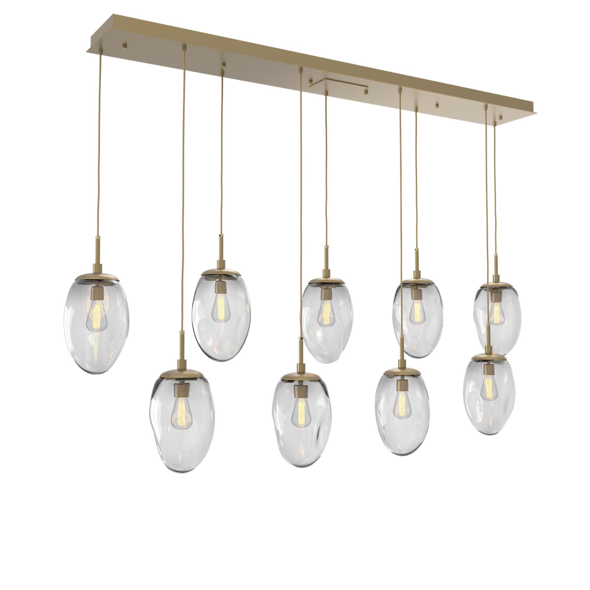Shown in Gilded Brass finish and Blown Clear glass