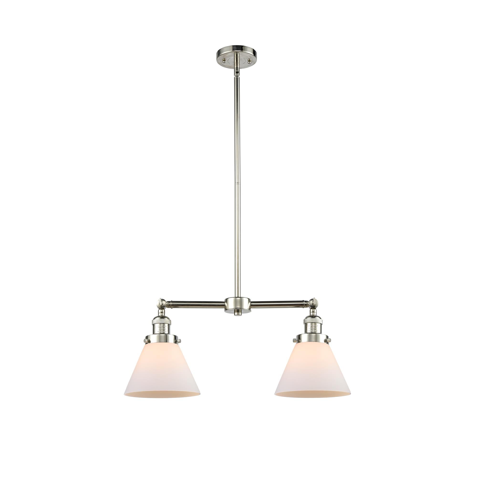 Shown in Polished Nickel finish and Matte White Cased glass