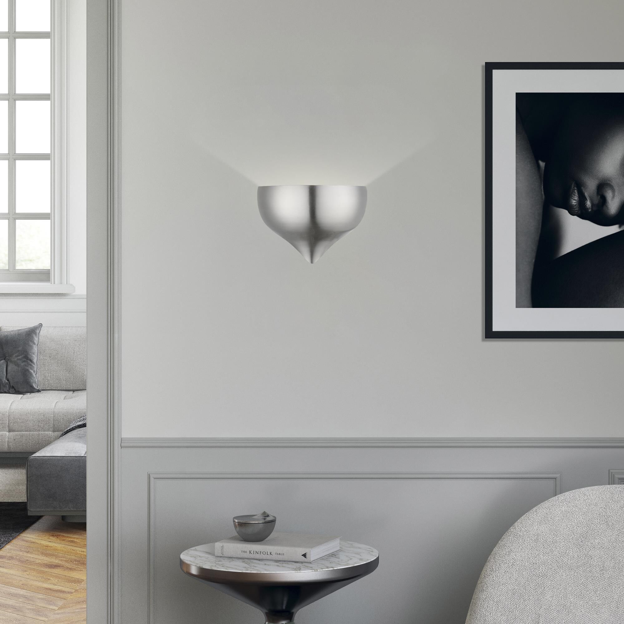 Shown in Brushed Nickel finish and Brushed Nickel Metal with Gold Inside shade