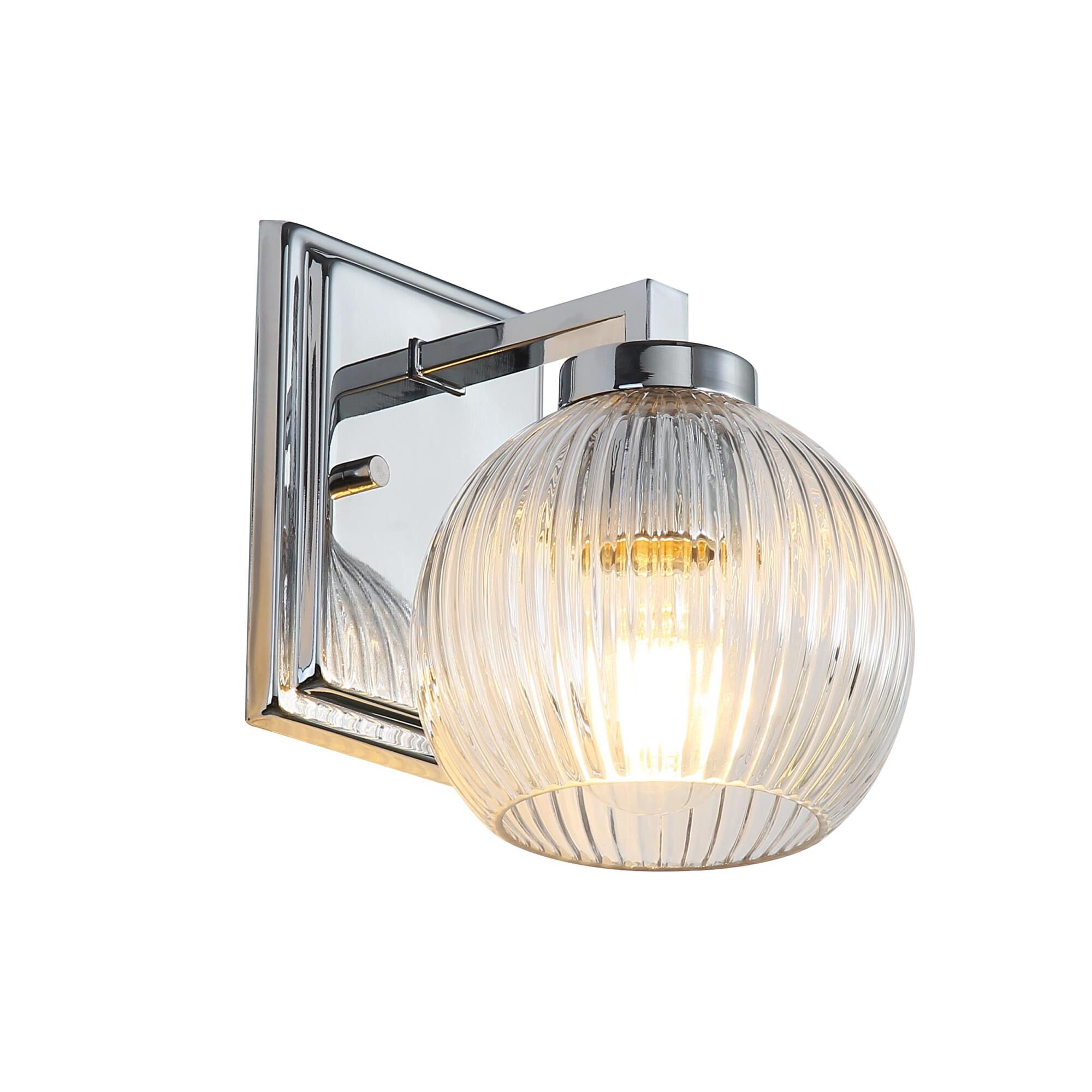 Shown in Chrome finish and Ribbed Clear Glass shade