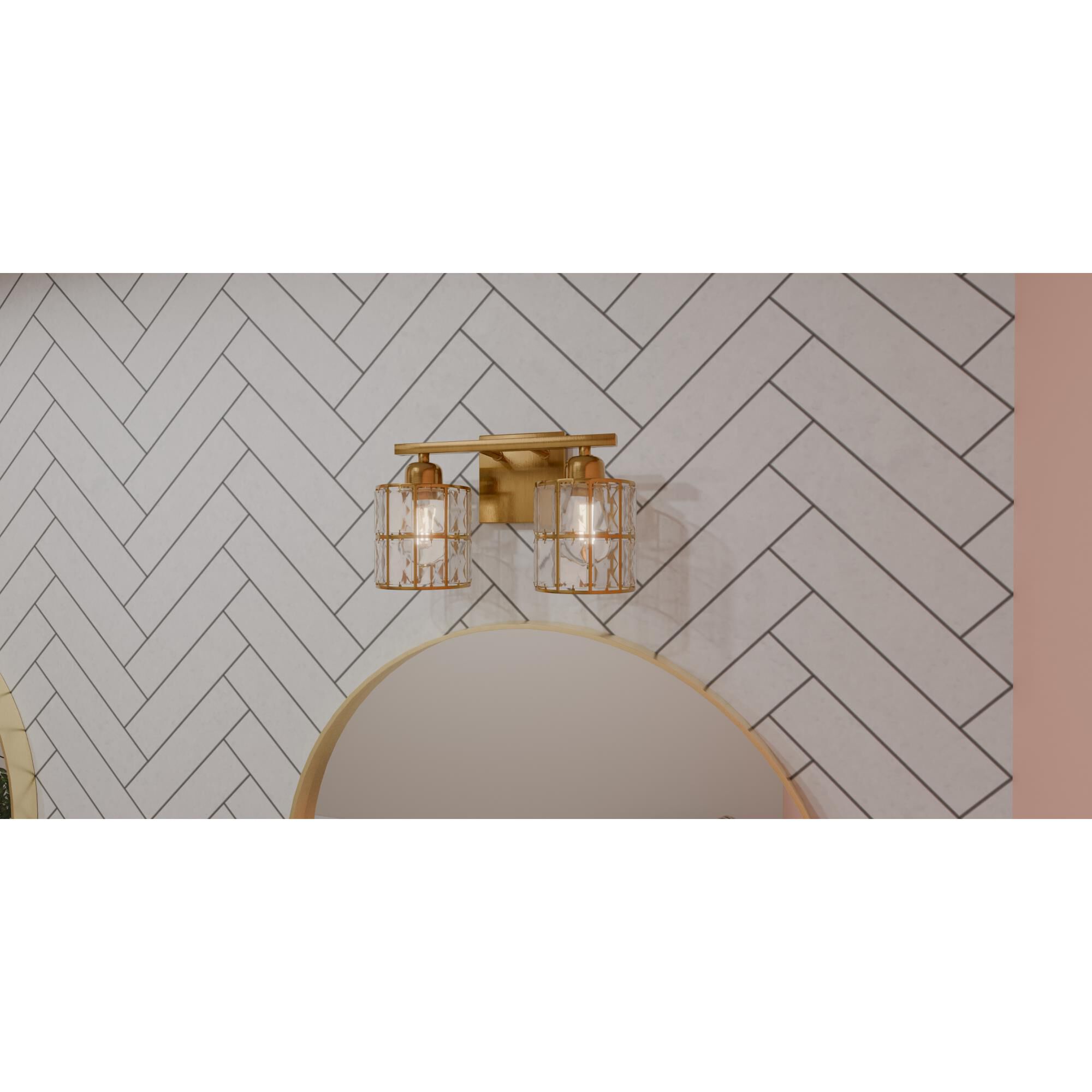 Shown in Aged Brass finish and Clear Crystal glass