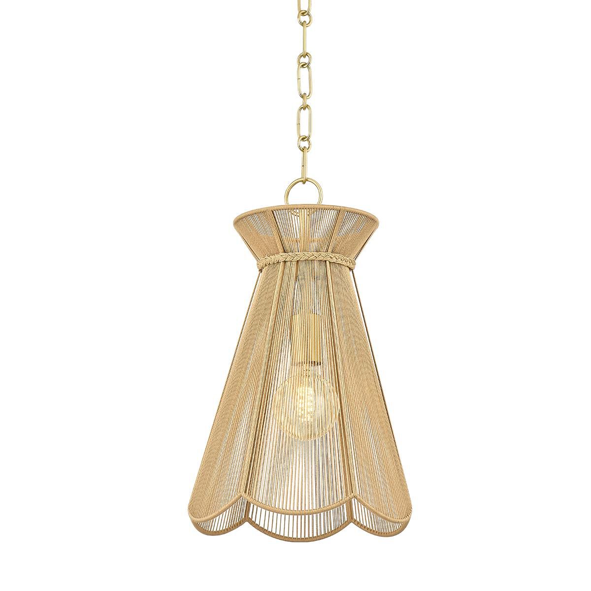 Shown in Aged Brass finish and Natural Cotton String shade