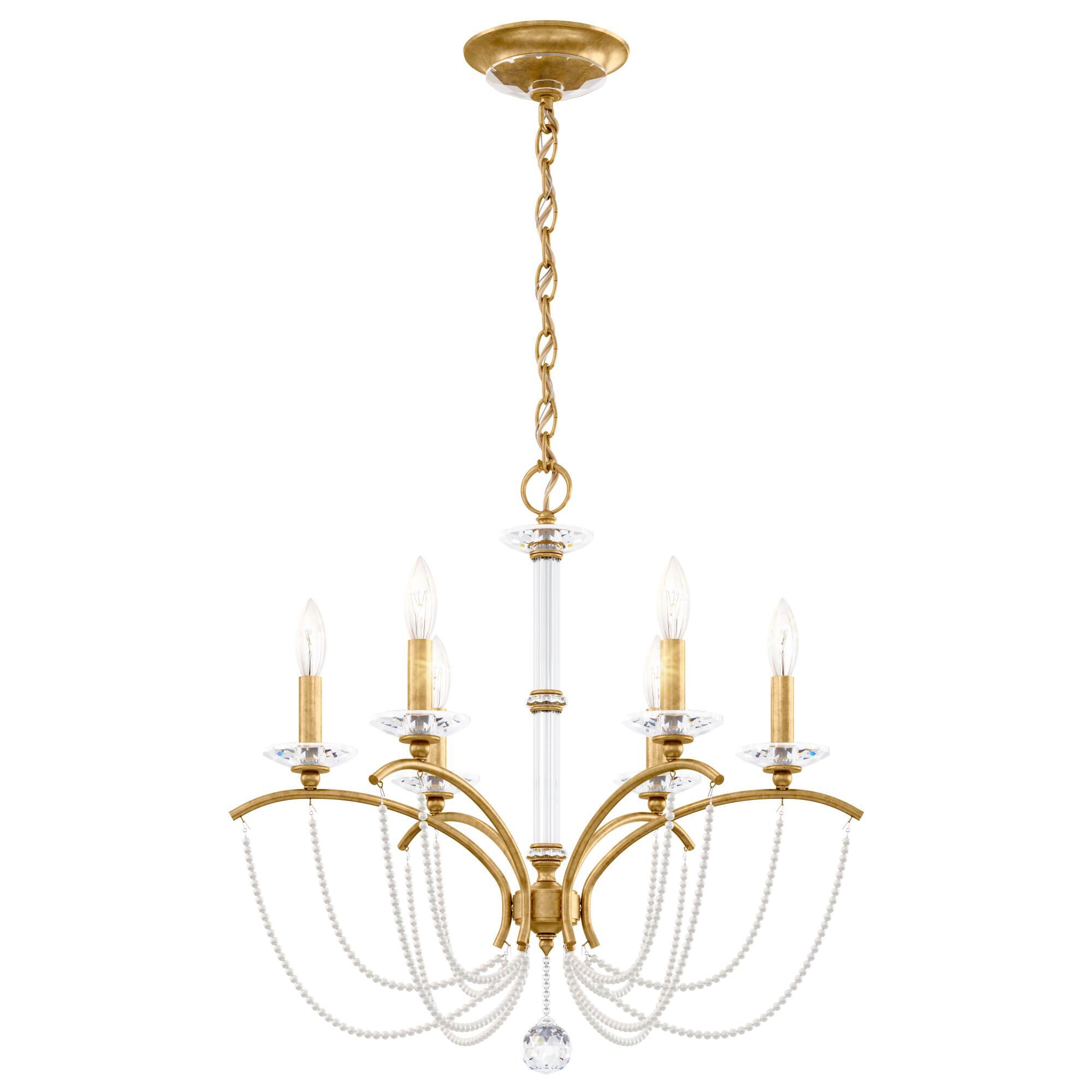 Shown in Heirloom Gold finish and White Pearl crystal