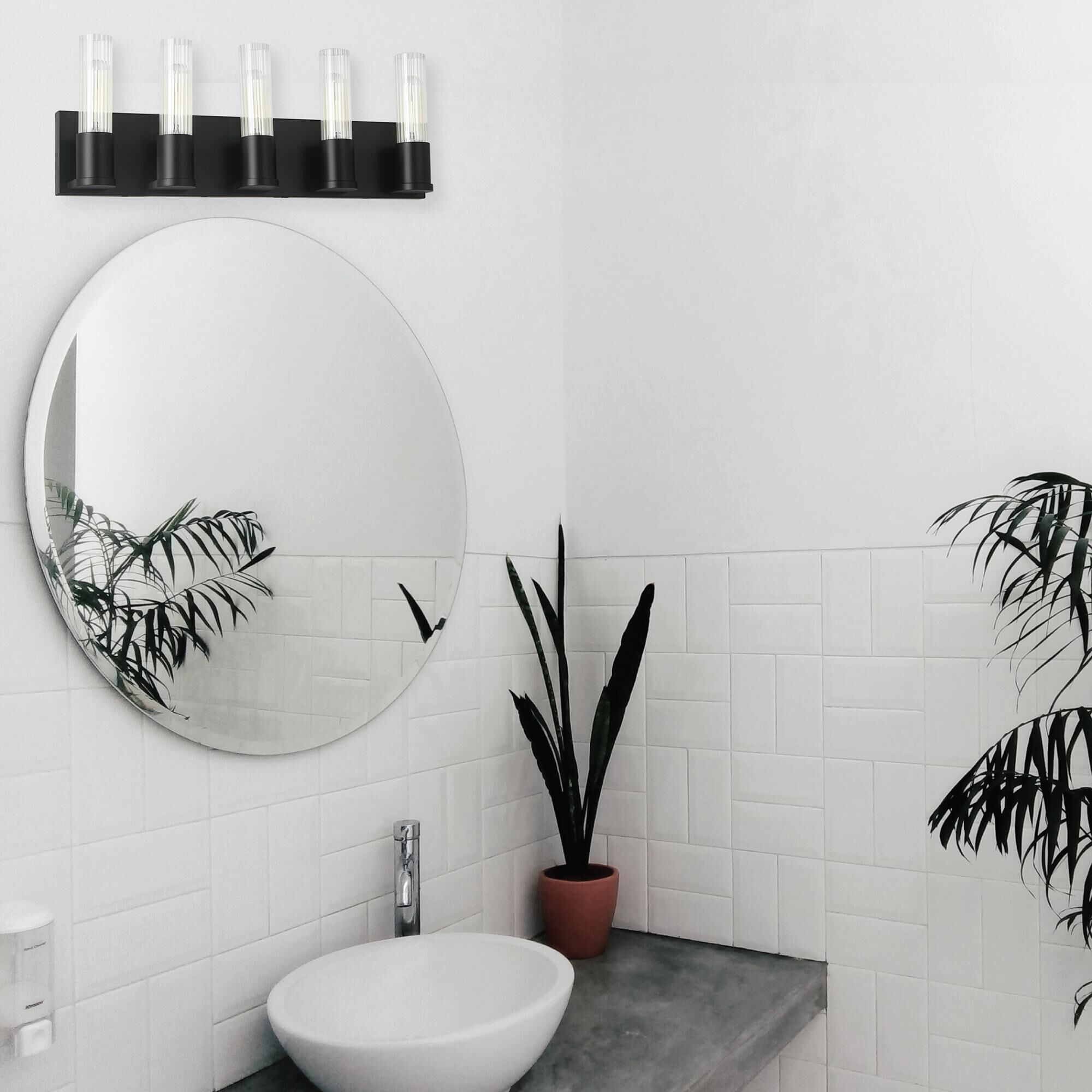 Shown in Matte Black and Clear finish and Clear Cylinder glass