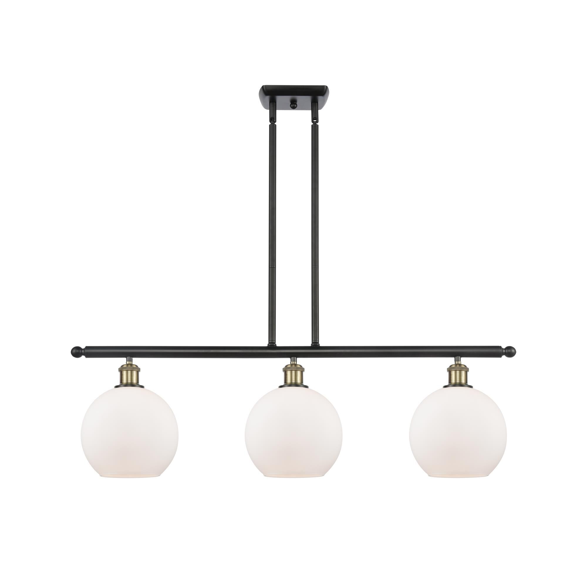 Shown in Black Antique Brass finish and Sphere glass and Glass shade