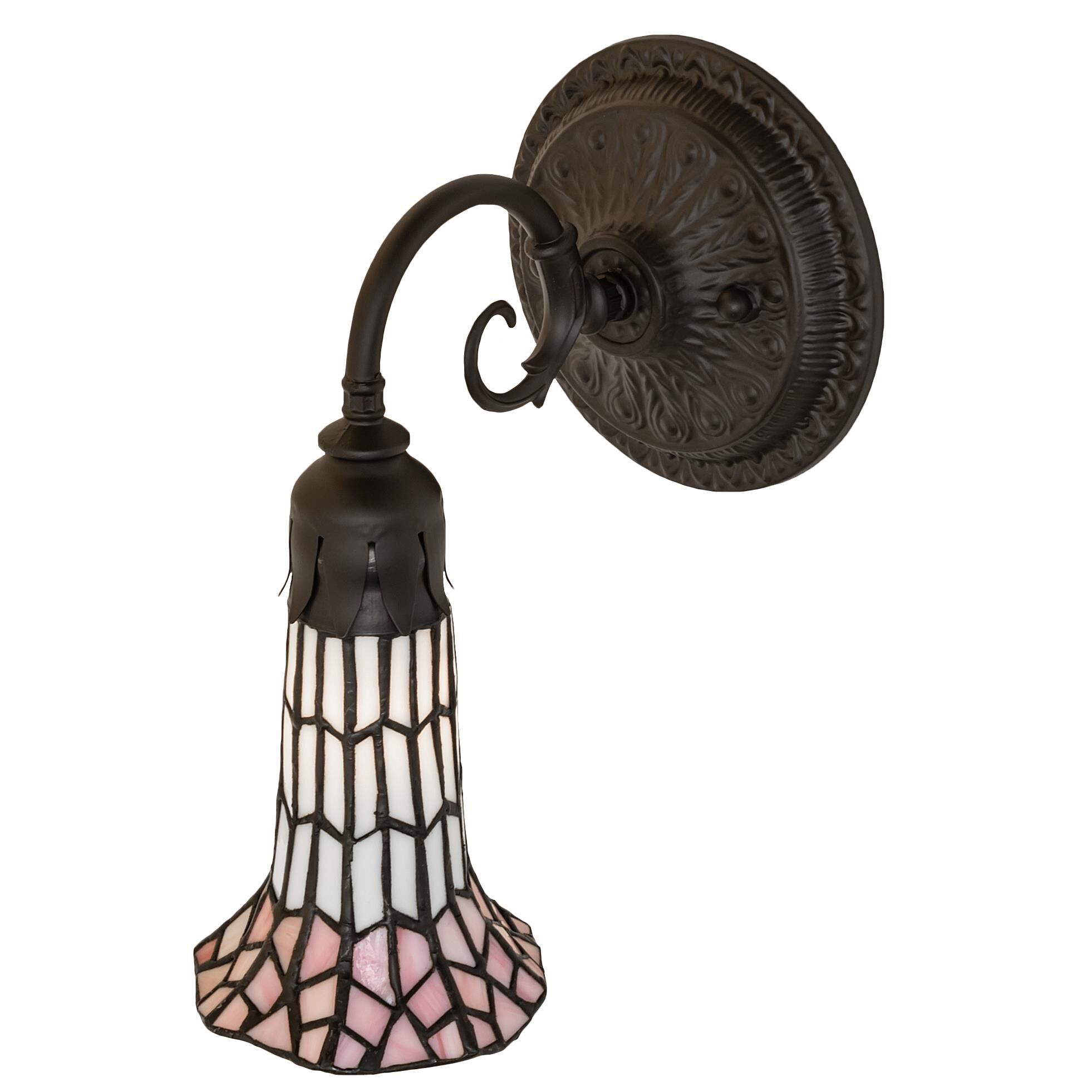 Shown in Oil Rubbed Bronze finish and Pink;White glass