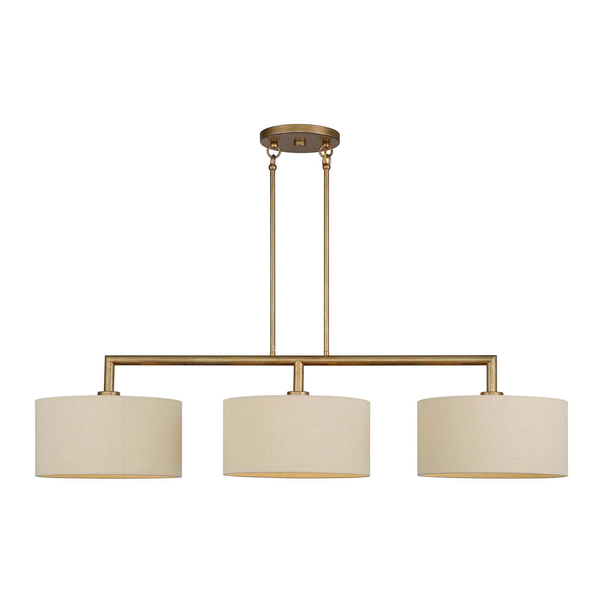 Shown in Antique Gold Leaf finish and Hand Crafted Parchment Color Hardback Fabric shade