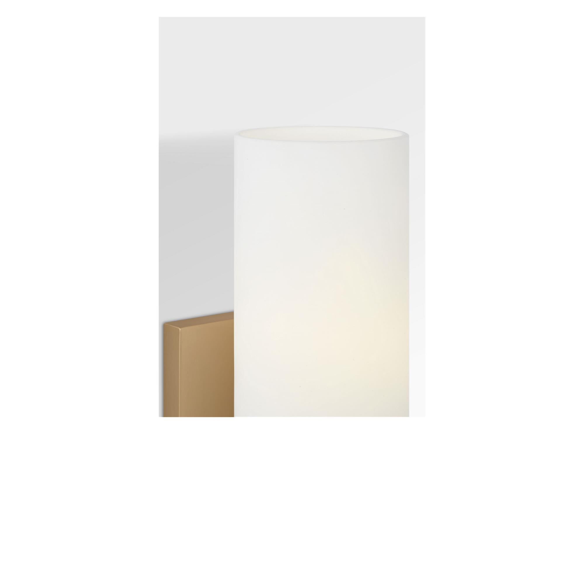 Shown in Satin Brass finish and Etched White glass