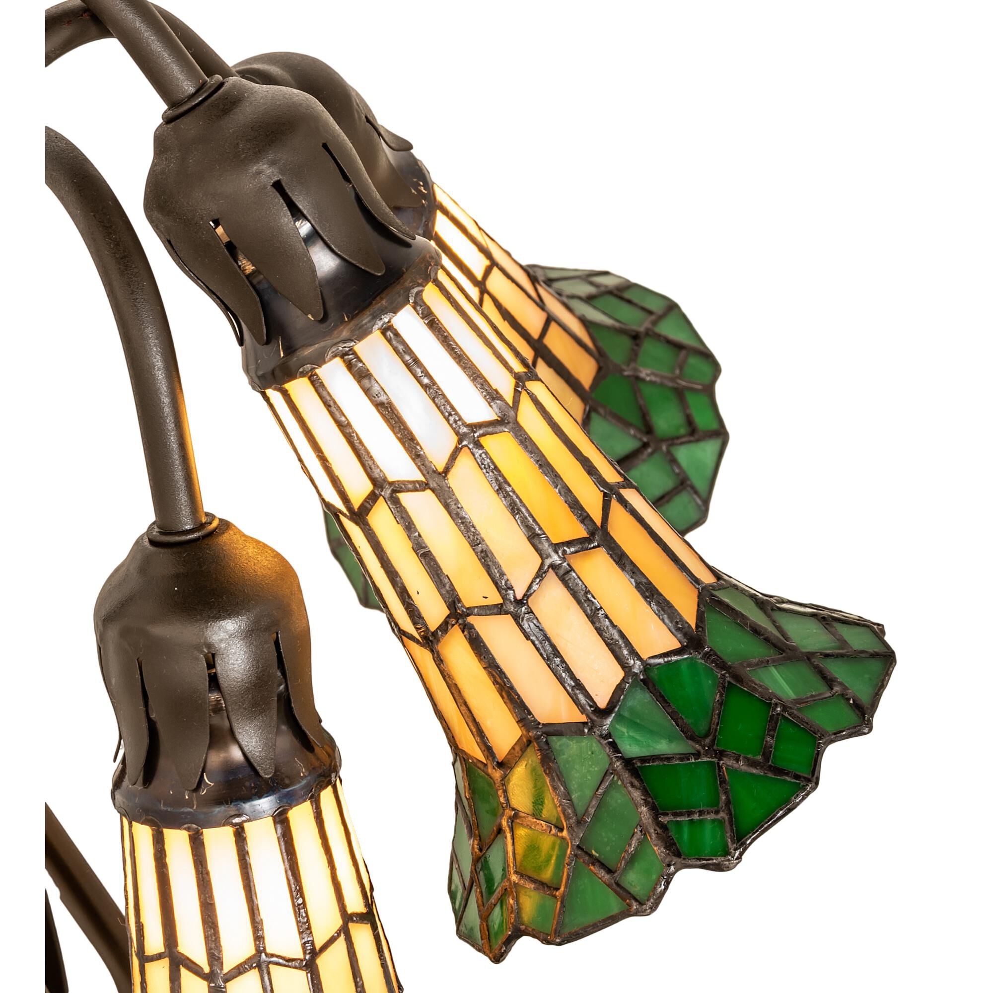 Shown in Mahogany Bronze finish and Amber /Acrylic;Green glass