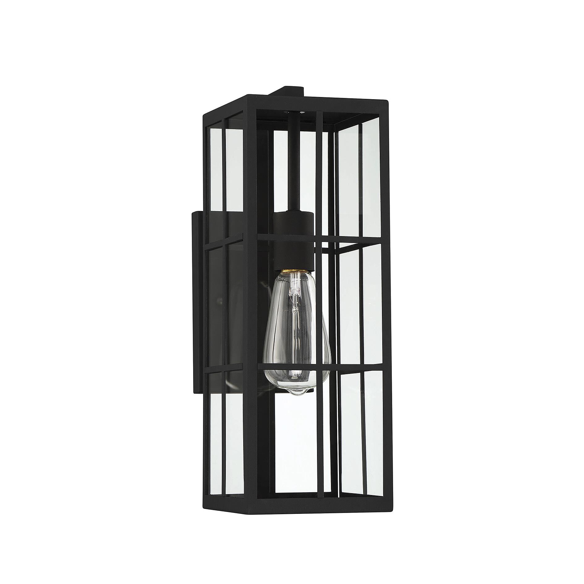 Shown in Matte Black finish and Clear glass and Glass shade