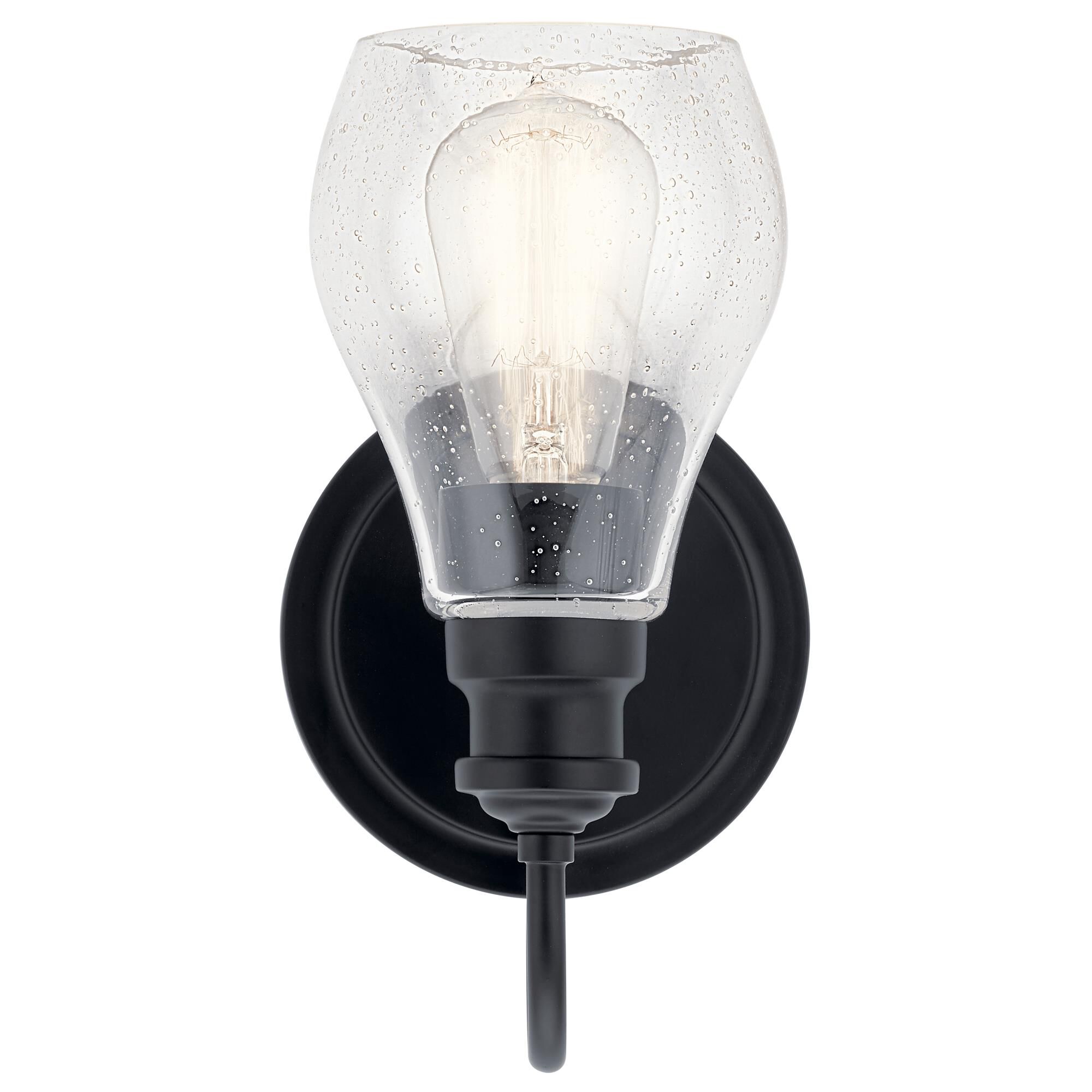 Shown in Black finish and Clear Seeded glass