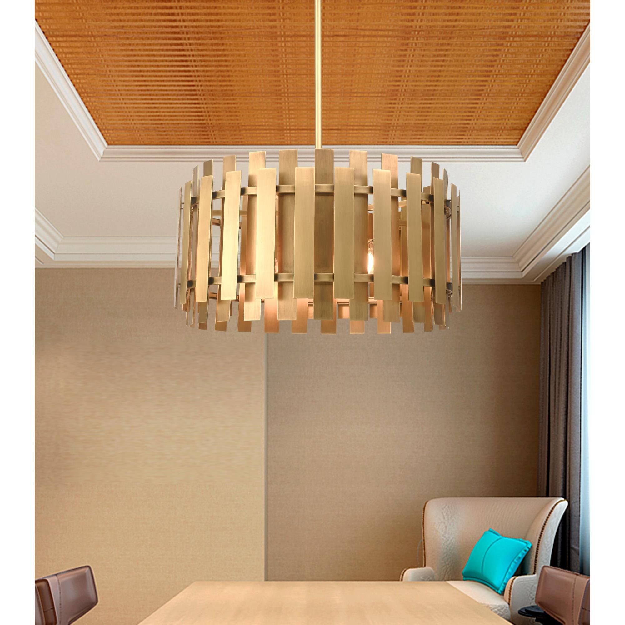 Shown in Natural Brass finish and Natural Brass Metal shade