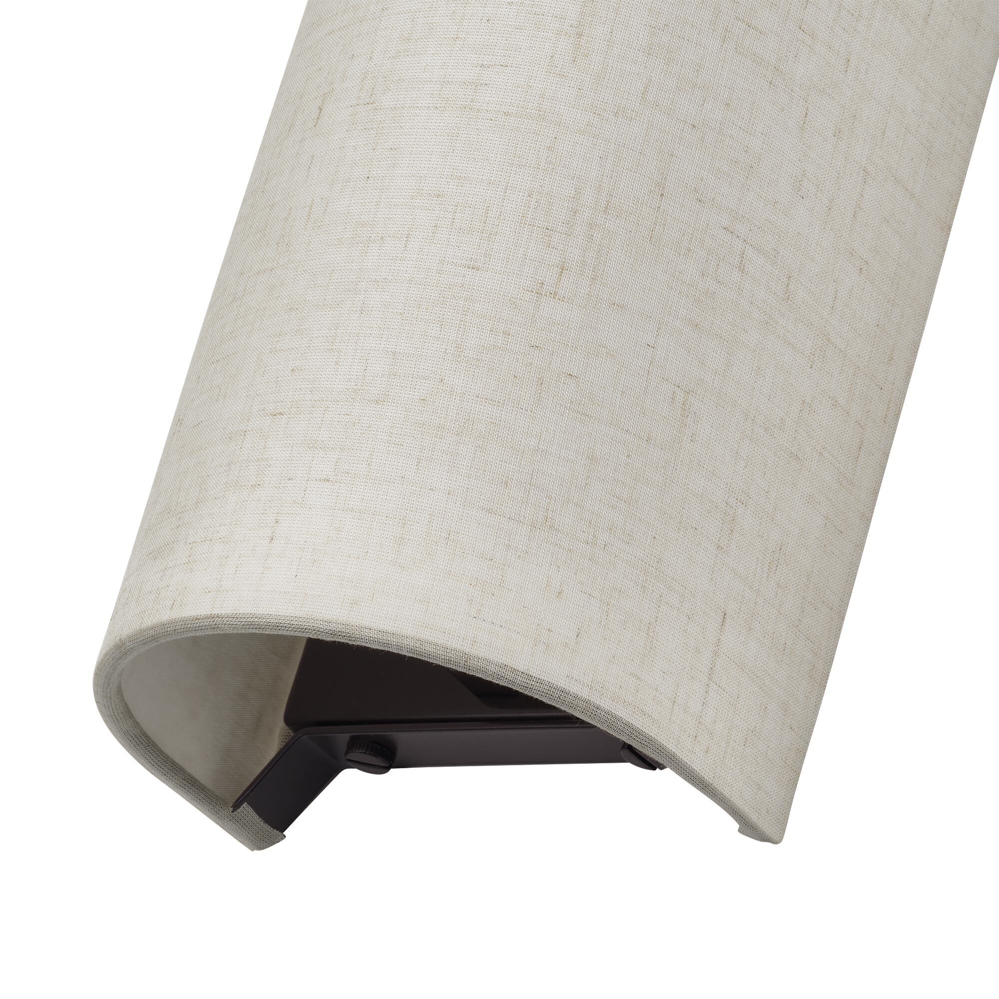 Shown in English Bronze finish and Hand Crafted Oatmeal Color Fabric with White Color Inside shade