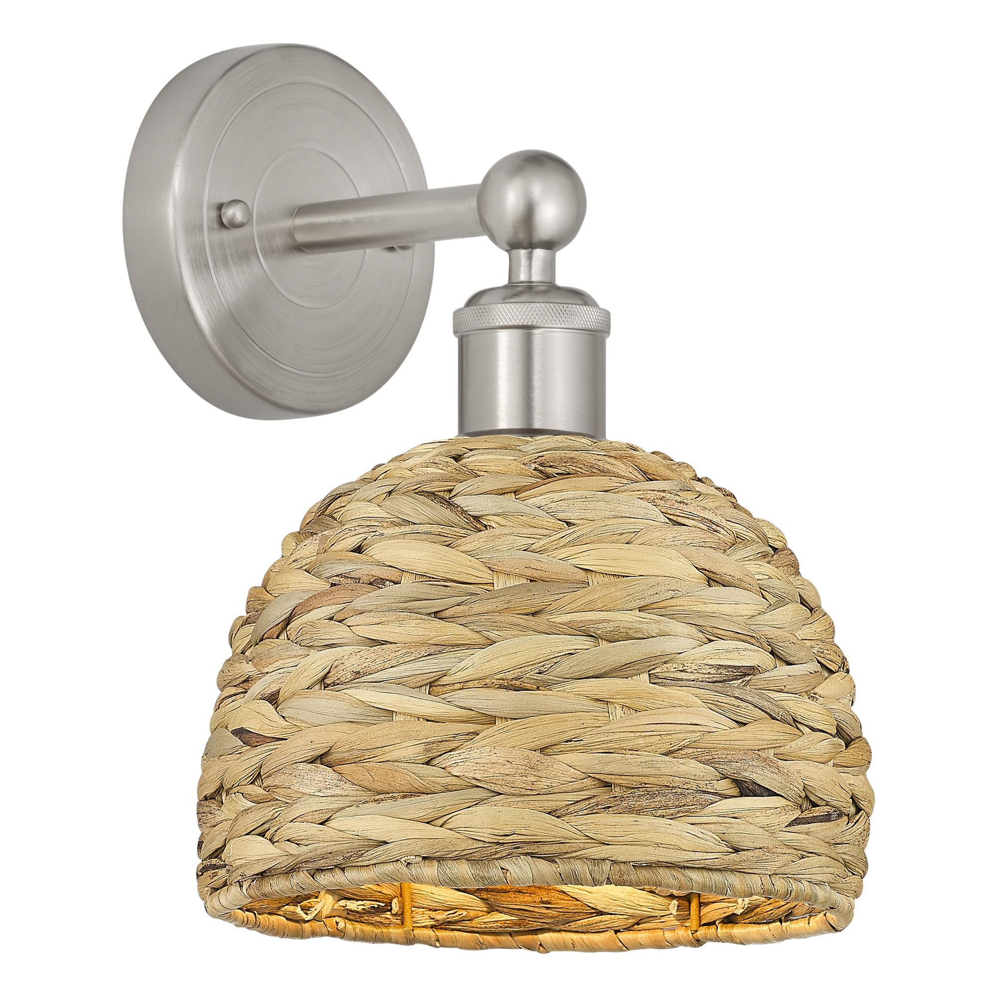 Shown in Brushed Satin Nickel finish and Natural shade