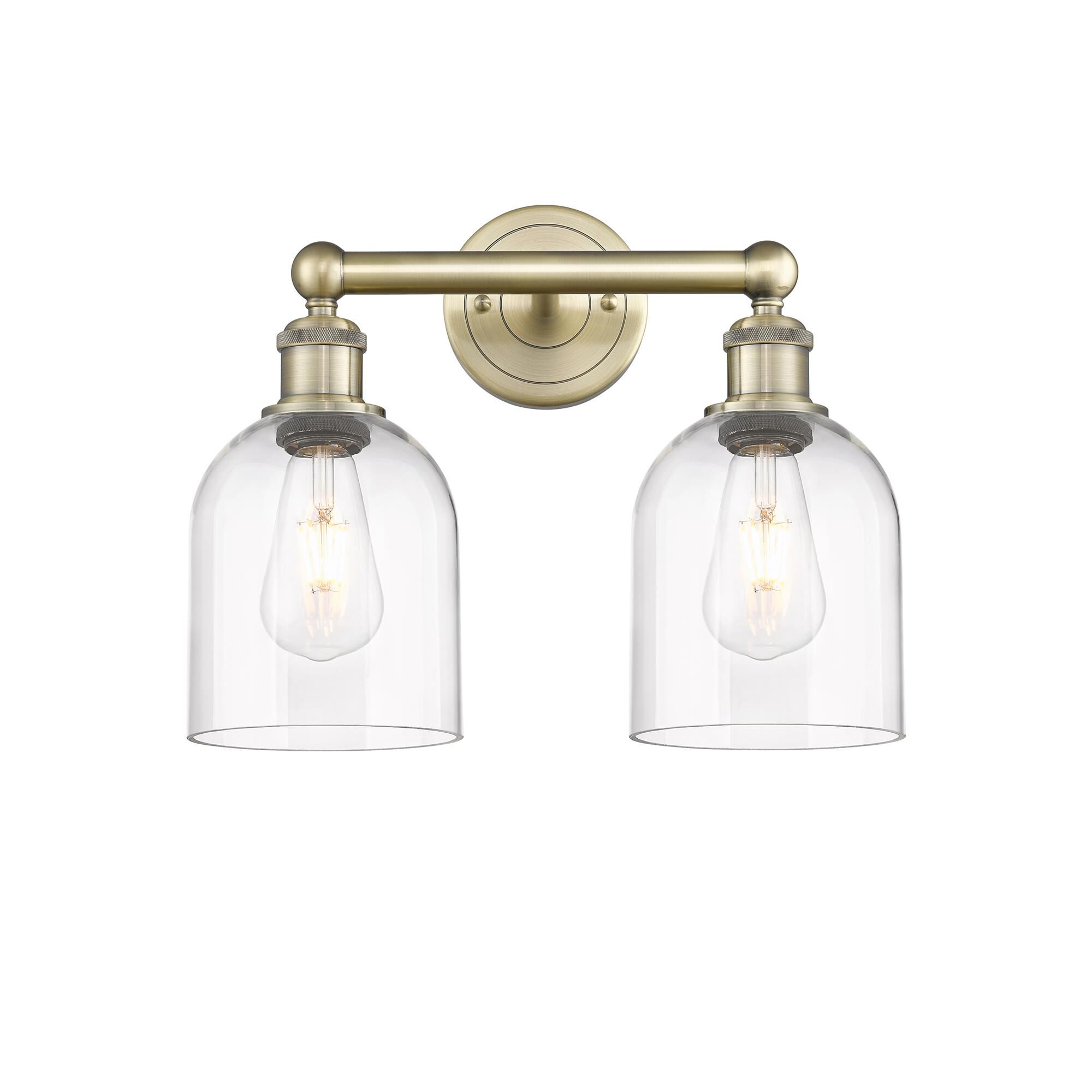 Shown in Antique Brass finish and Clear glass