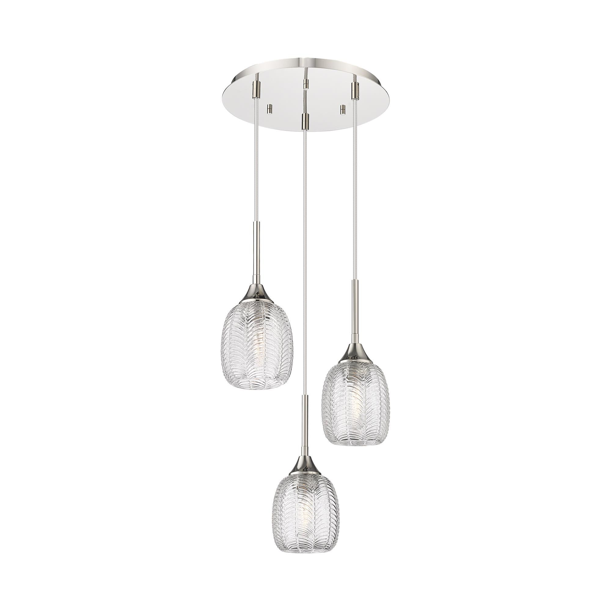 Shown in Polished Nickel finish and Clear shade