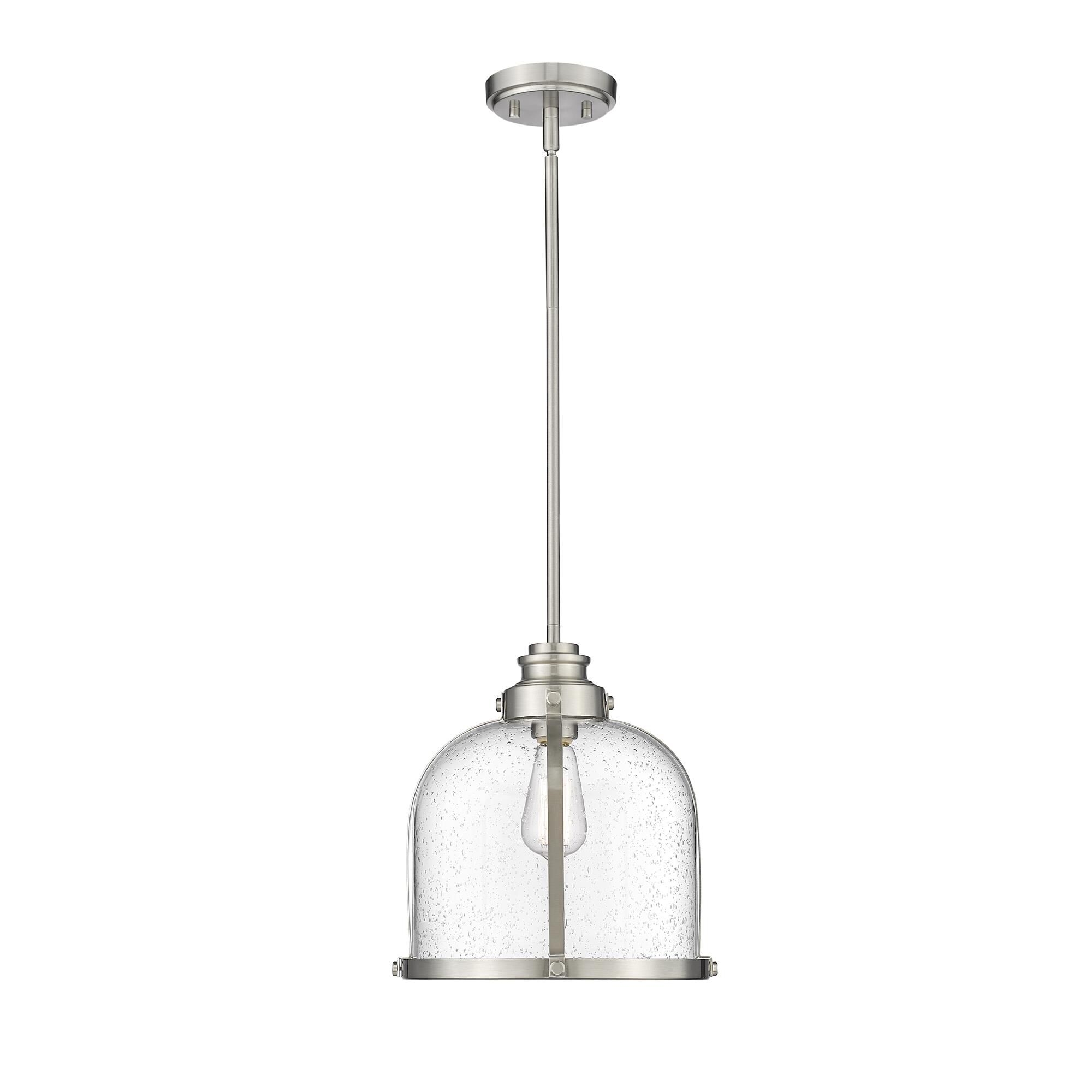 Shown in Brushed Nickel finish and Glass shade