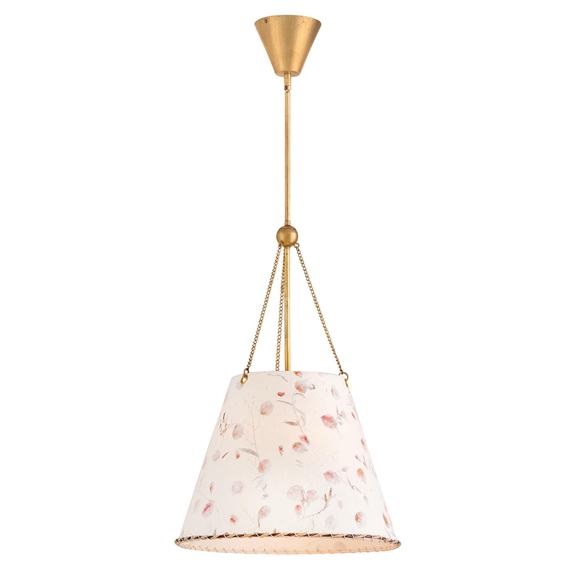 Shown in Distressed Brass finish and Natural Paper shade