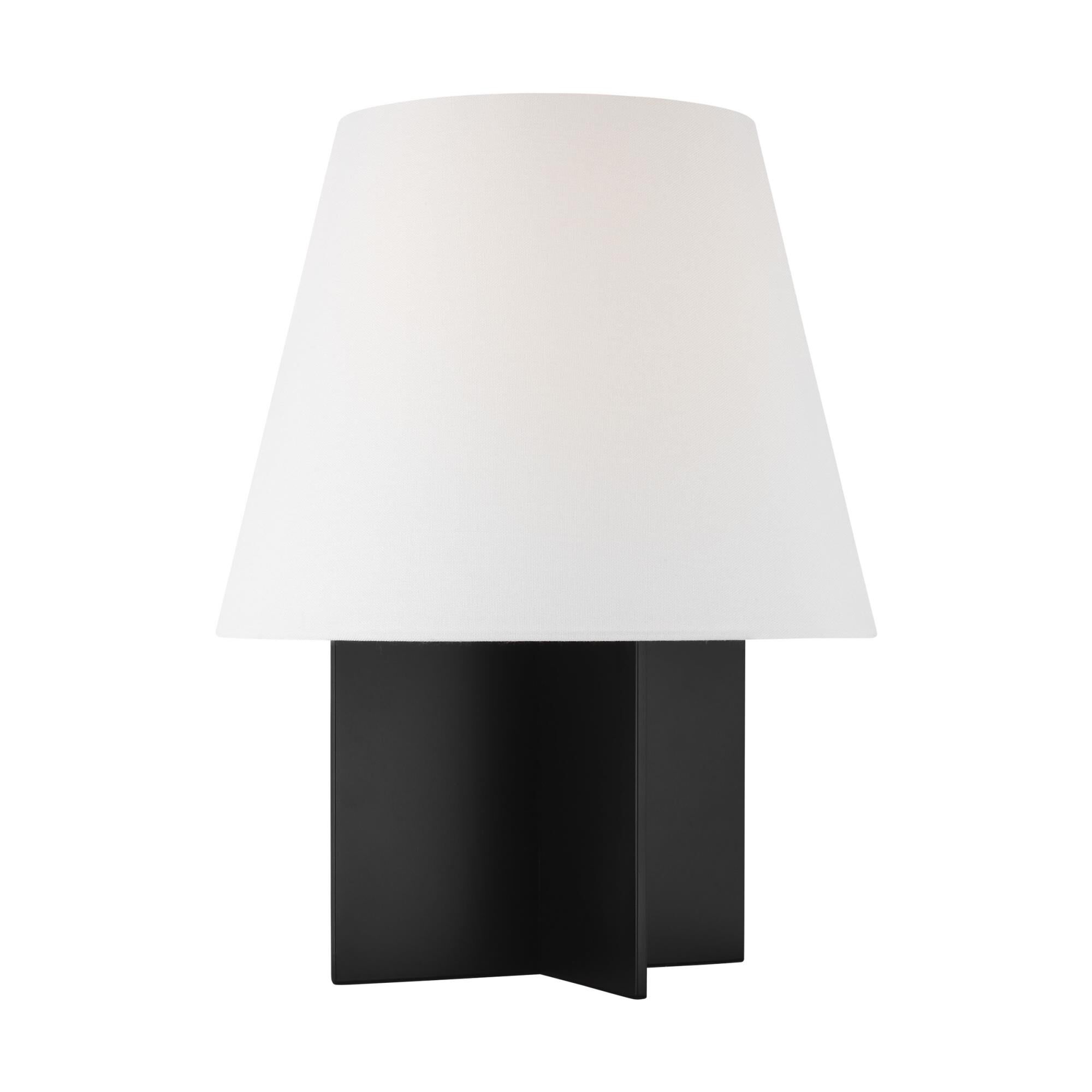 Shown in Midnight Black finish and White Linen shade