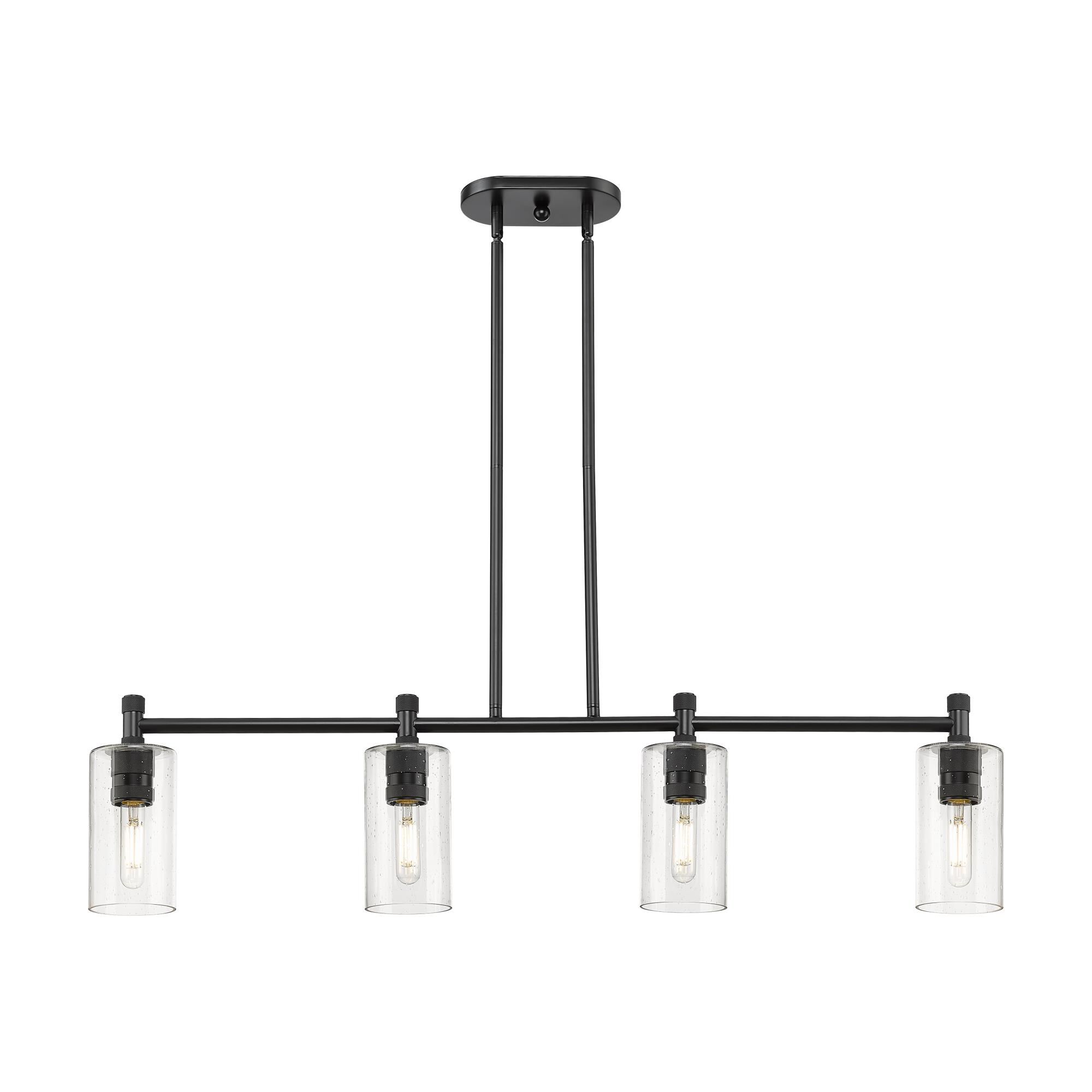 Shown in Matte Black finish and Seedy glass and Seedy Glass shade