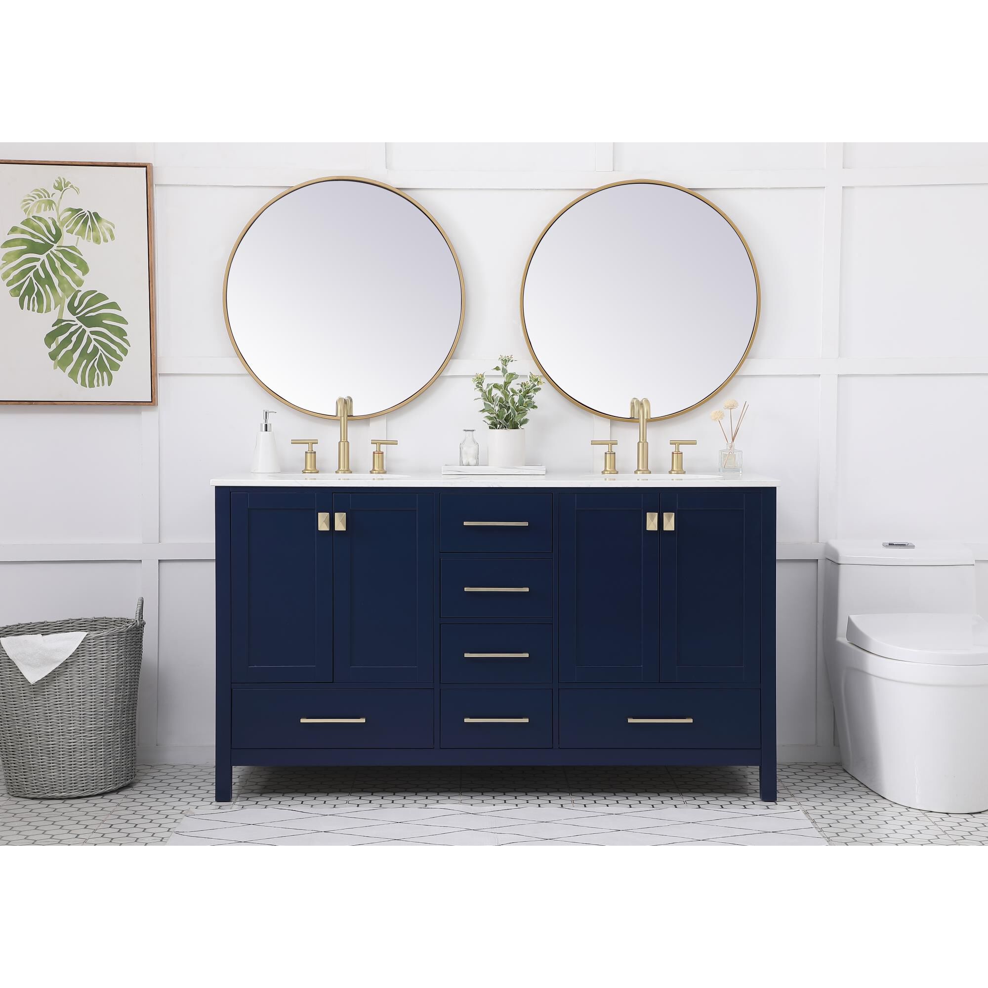 Shown in Blue And Gold With Calacatta Quartz finish